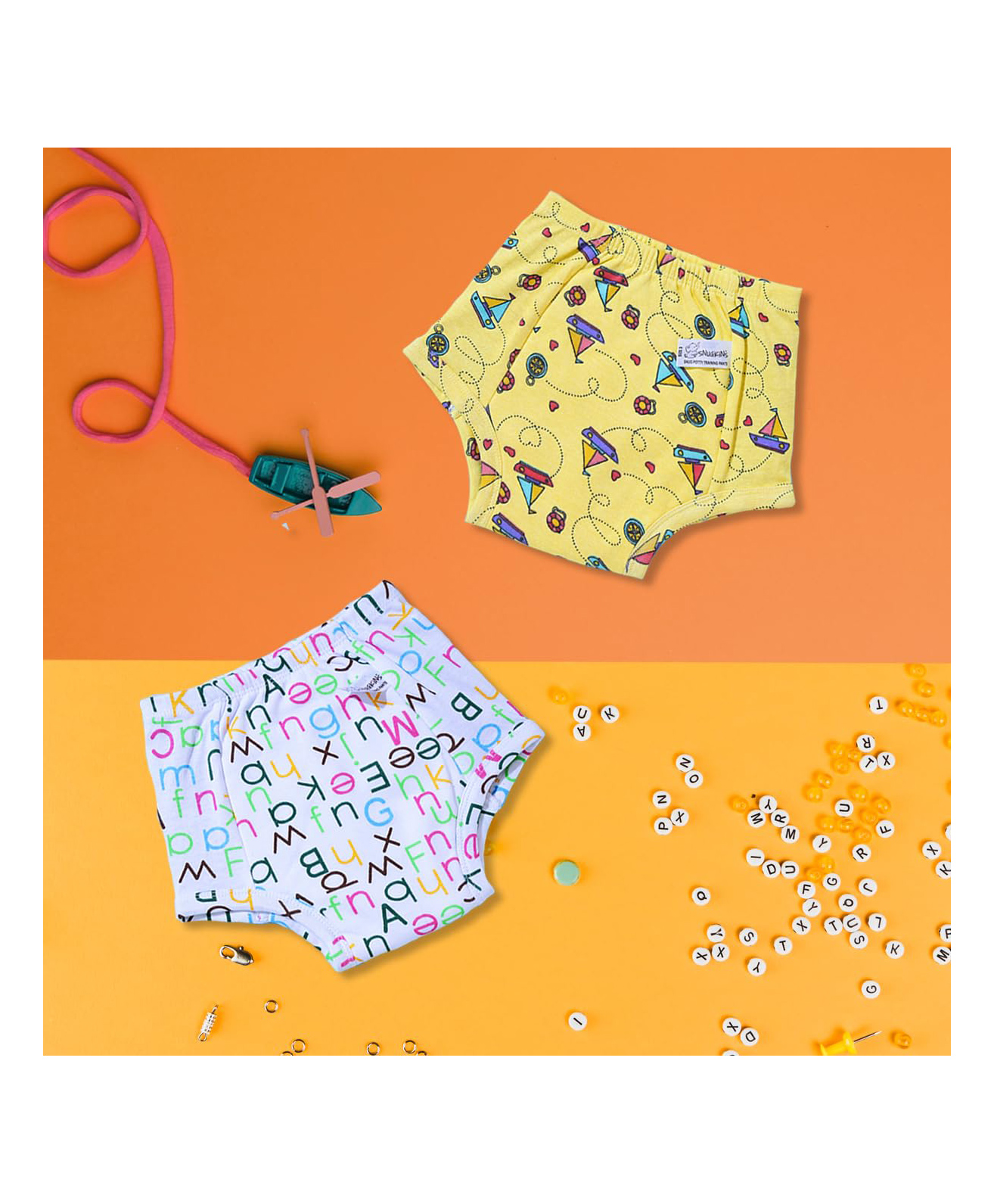 Snugkins Potty Training Pants for Kids. Evileye & Melon Pack 2- Multicolor-picture-24