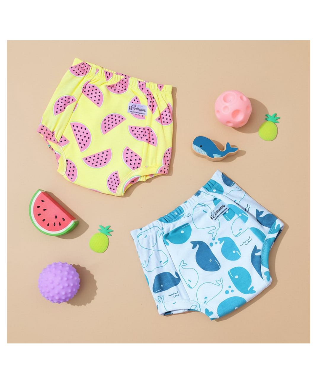 Snugkins Potty Training Pants for Kids. Whale & Melon Pack 2- Multicolor-picture-23