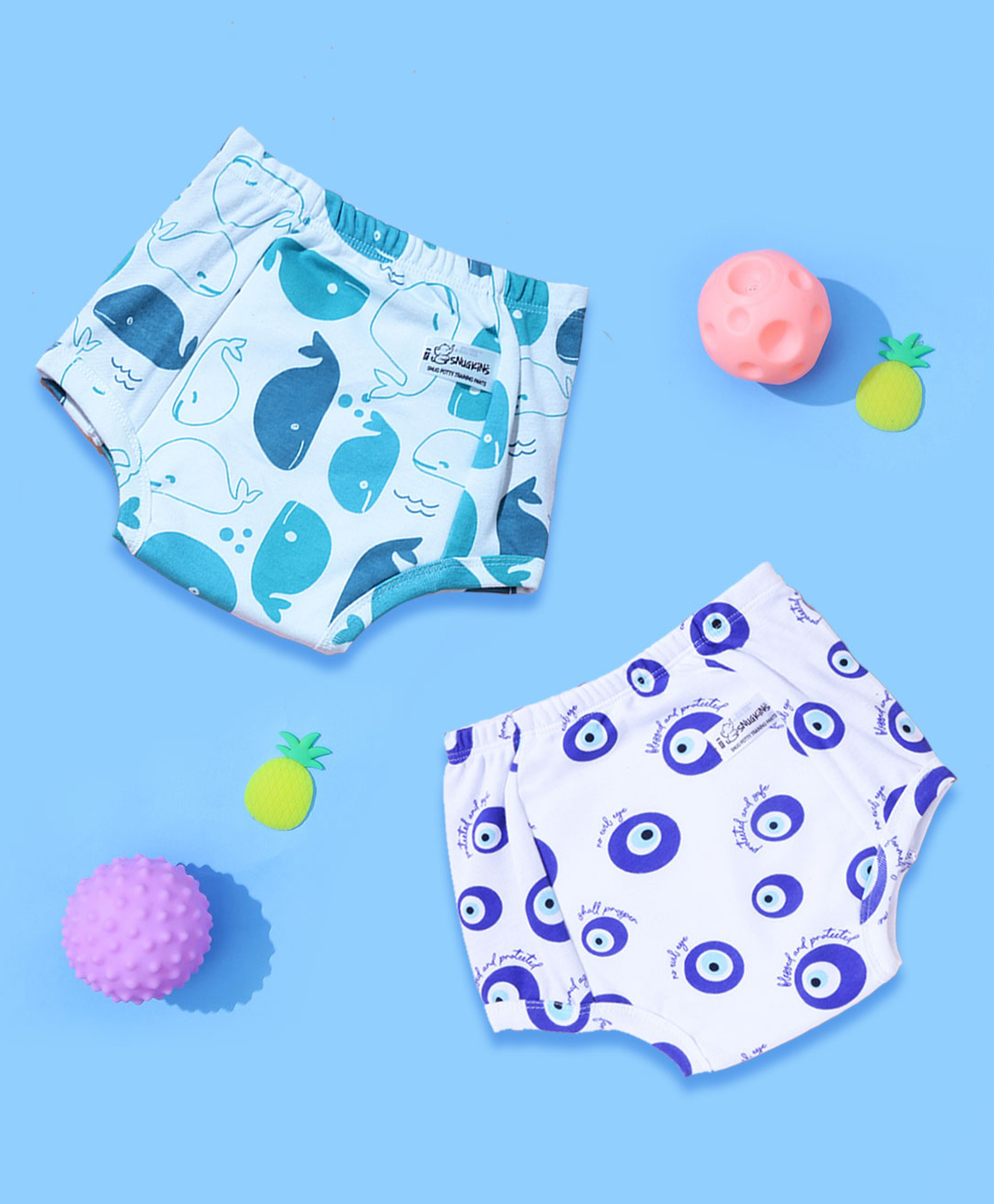 Snugkins Potty Training Pants for Kids. Whale & Evileye Pack 2- Multicolor-picture-25