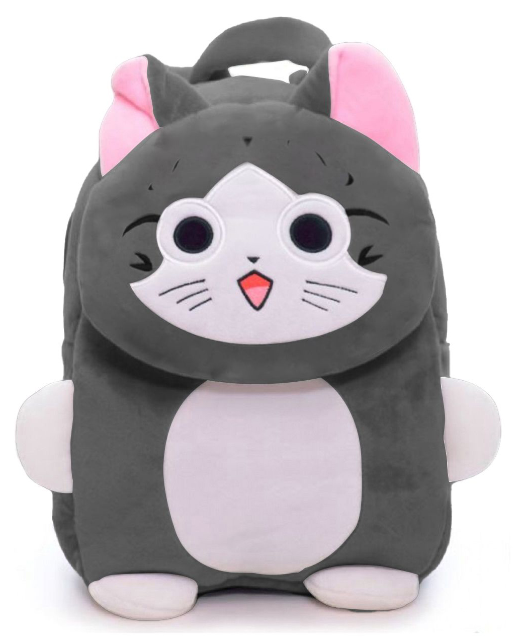 Frantic Premium Quality Soft Design Grey Cat Flap Bag for Kids - 14 Inches-image-24