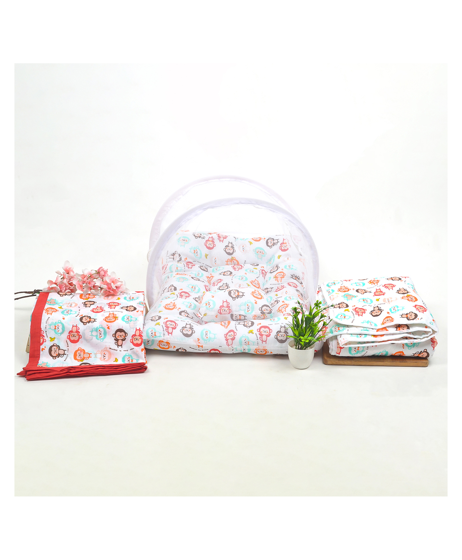 mom's home Moms Home Baby Unisex Organic Cotton Mosquito Net AC Quilt & Muslin Dohar Combo  - Pack of 3-picture-29