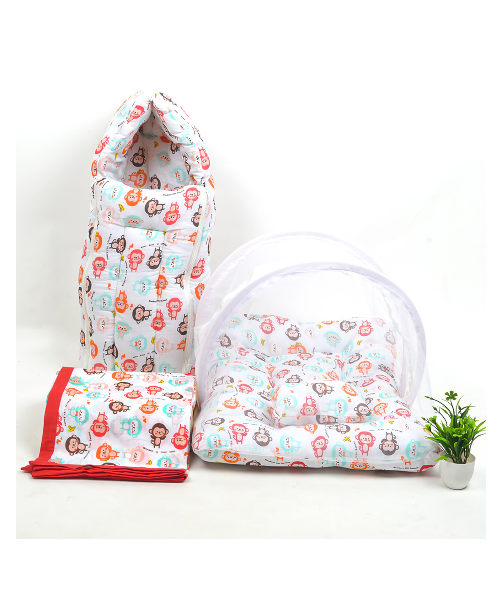 mom's home Moms Home Baby Organic Cotton Mosquito Net Muslin Dohar & Sleeping Bag Combo- Pack of 3-picture-28