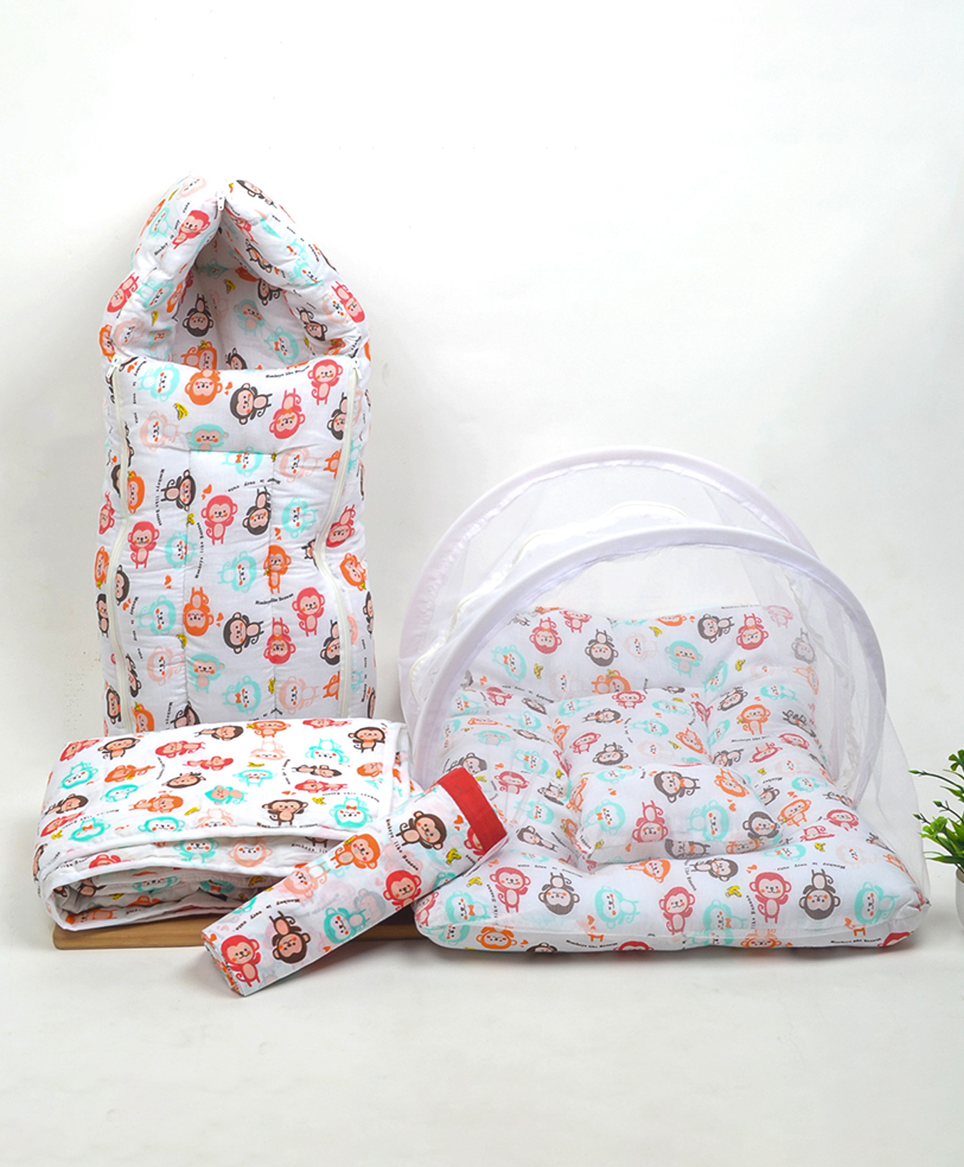 mom's home Moms Home Baby Unisex Organic Cotton Mosquito Net AC Quilt Muslin Dohar & Sleeping Bag Combo  - Pack of 4-picture-30
