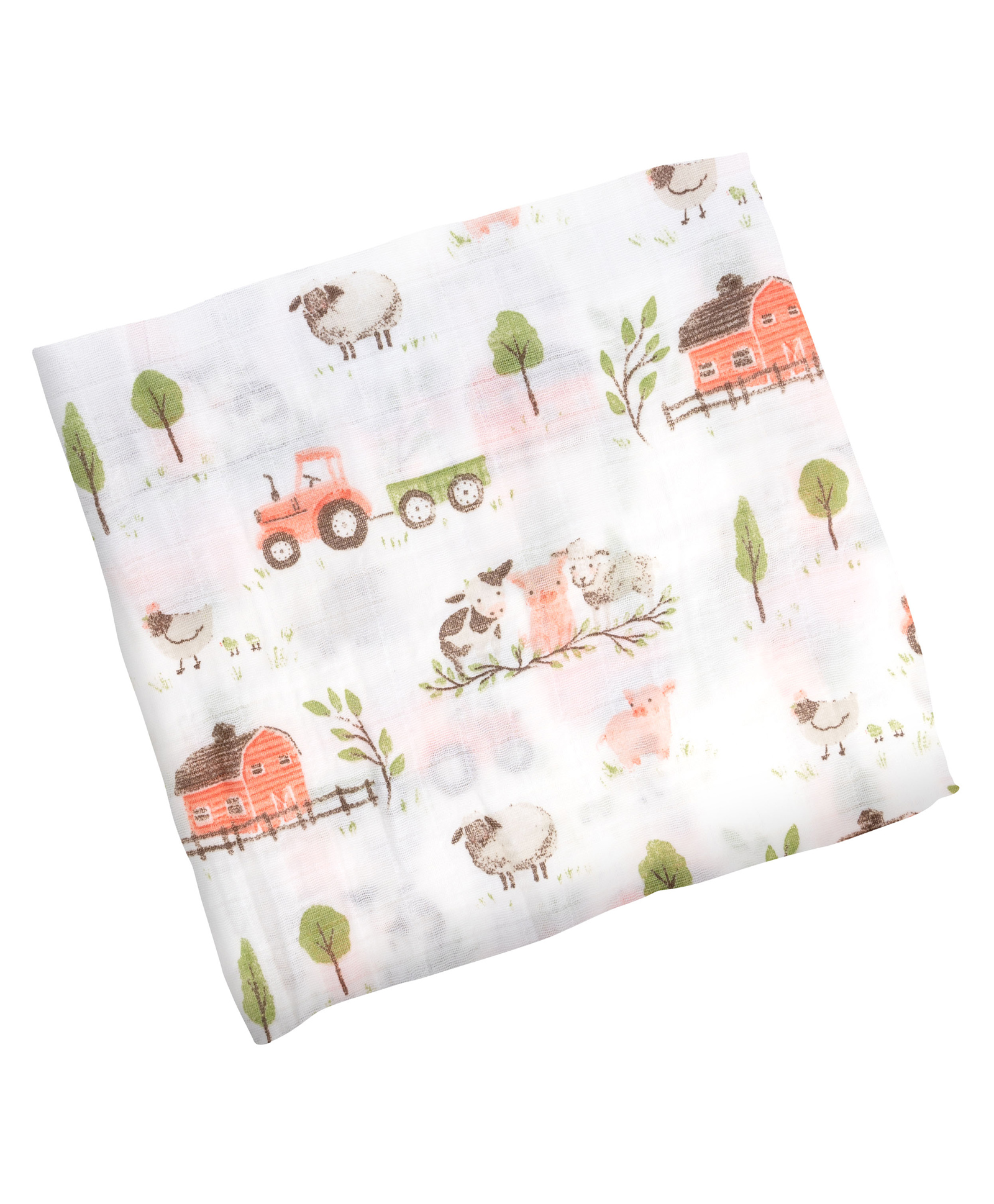 Stephen Joseph Muslin Blanket Farm Print - White-picture-23