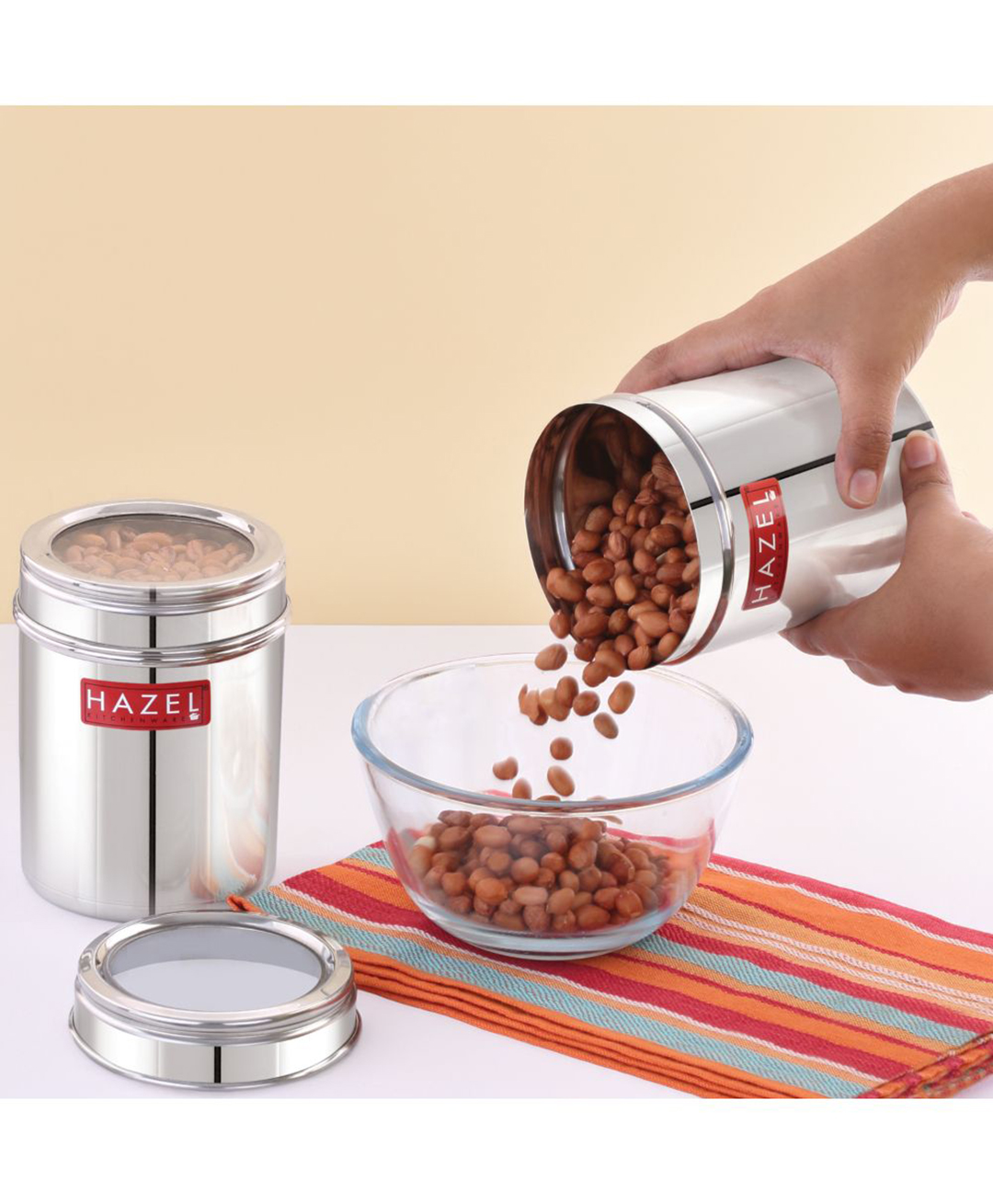 HAZEL Stainless Steel Kitchen Container with Transparent Lid Top See Through Kitchen Container Set with Matt Finish Multipurpose Container for Kitchen Storage Set of 2 Silver - 800 ml-image-36