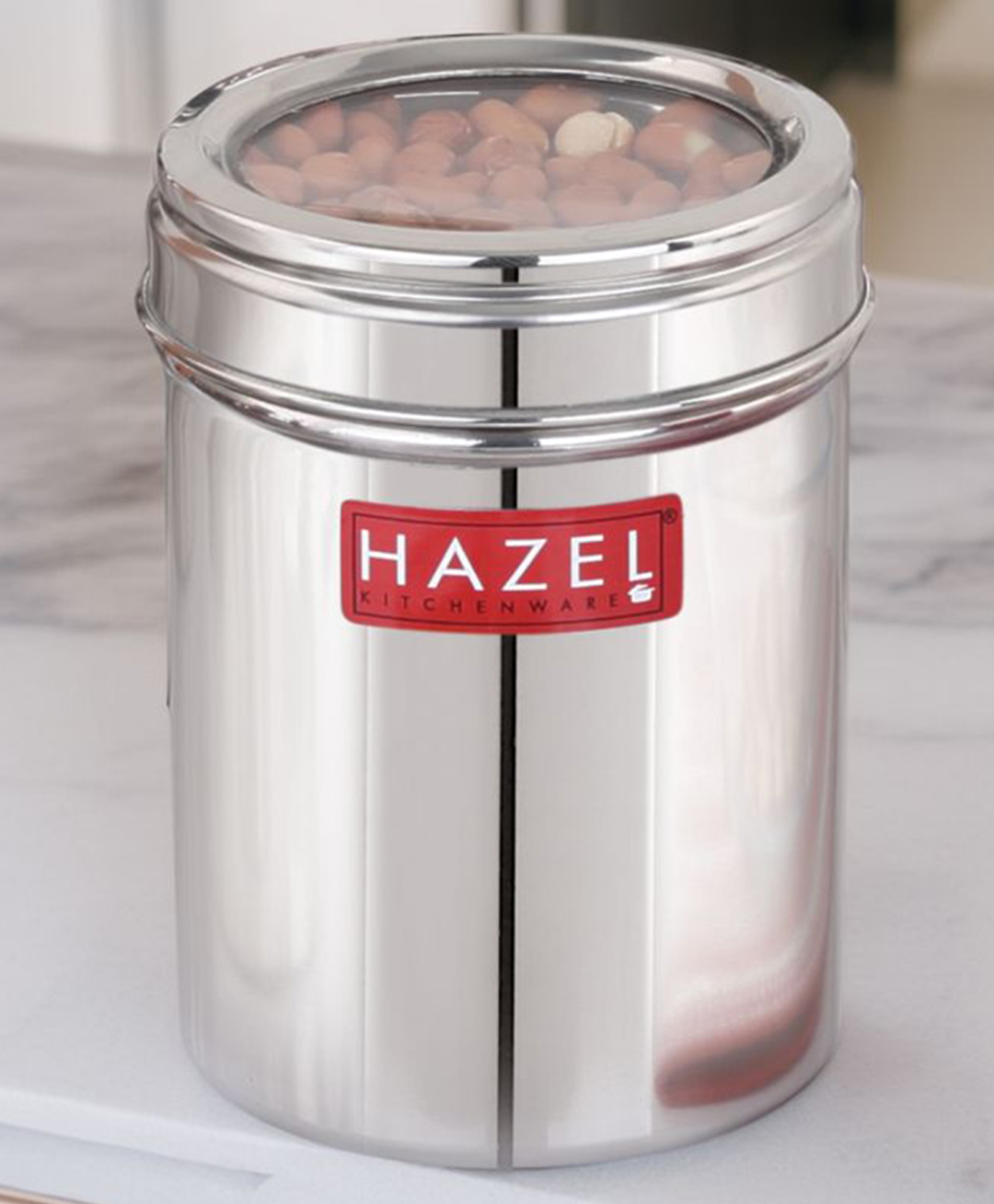 HAZEL Stainless Steel Kitchen Container with Transparent Lid Top See Through Kitchen Container Set with Matt Finish Multipurpose Container for Kitchen Storage Silver - 800 ml-image-4