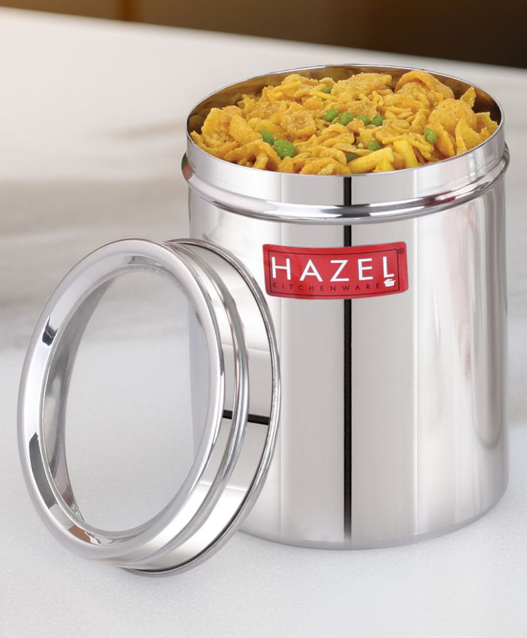 HAZEL Stainless Steel Kitchen Container with Transparent Lid Top See Through Kitchen Container Set with Matt Finish Multipurpose Container for Kitchen Storage Silver - 1100 ml-picture-10