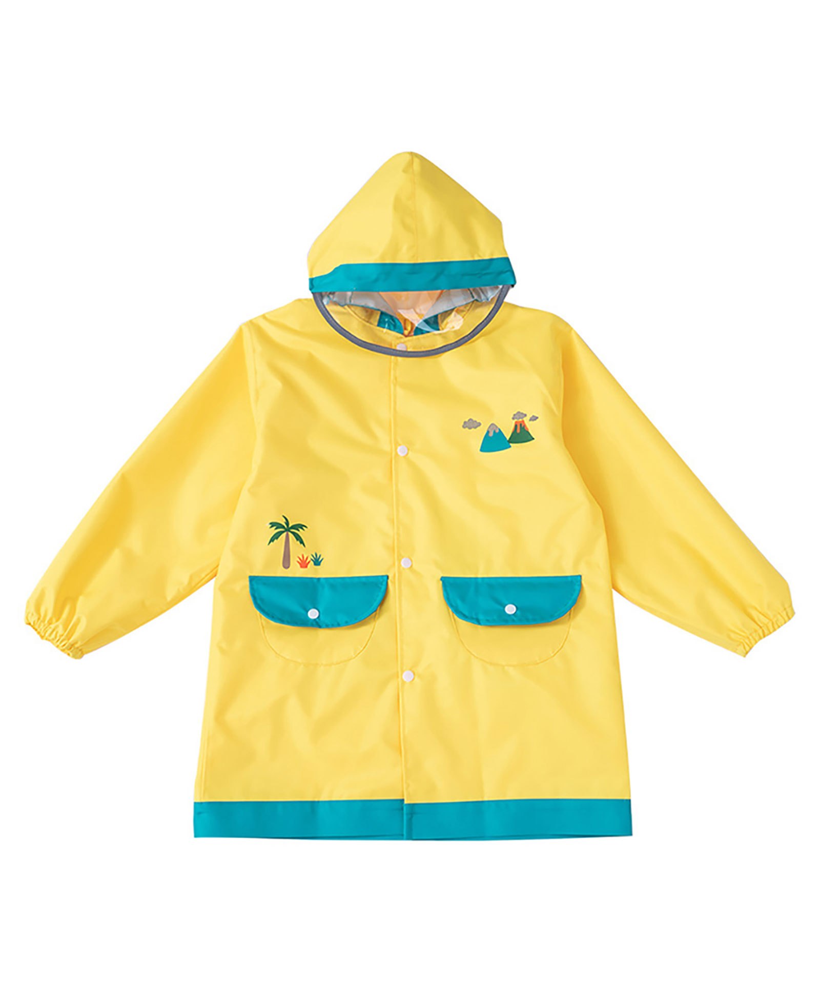 Little Surprise Box Dinosaur Printed Raincoat with Backpack Carrying Space - Yellow-picture-23