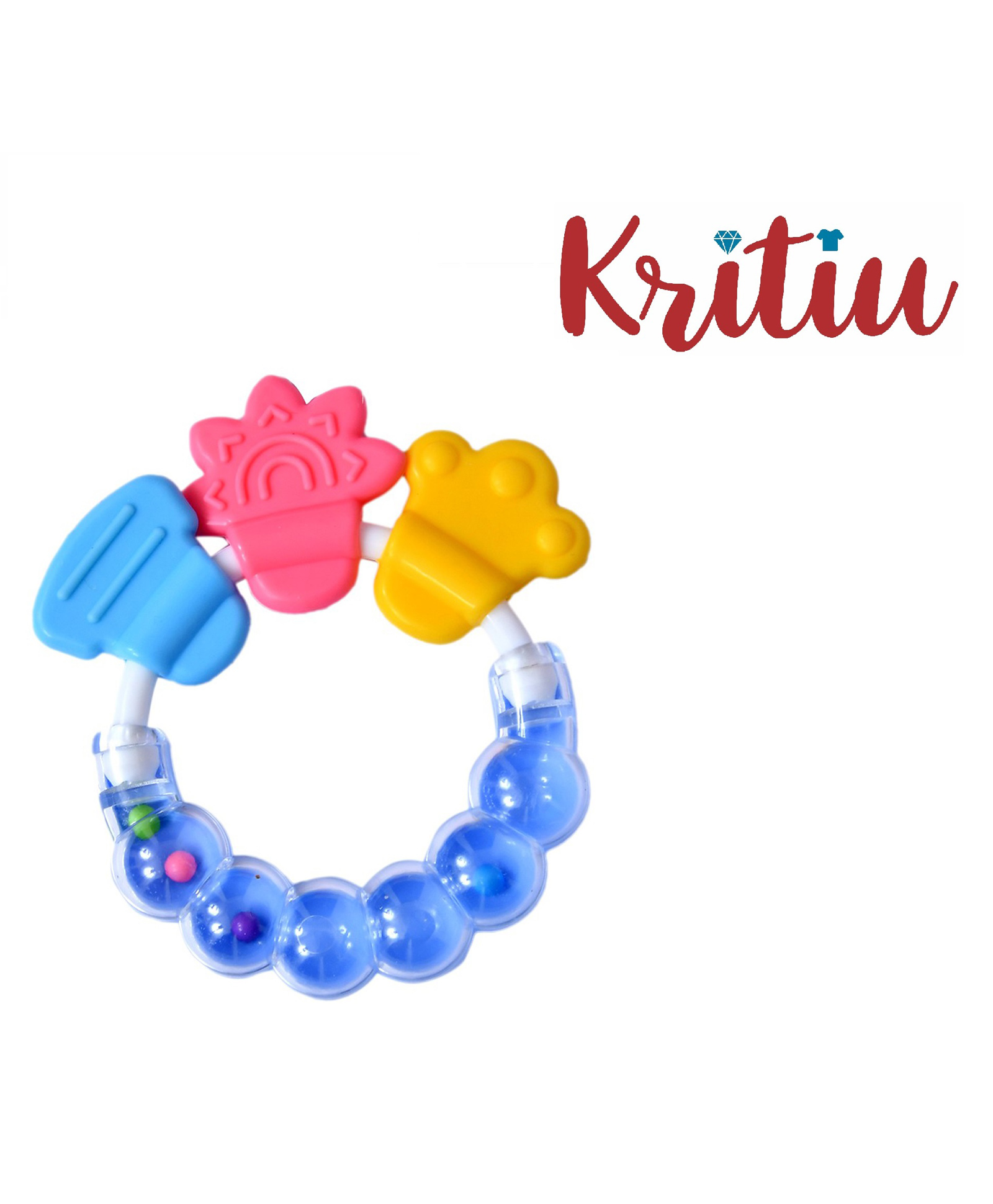 Kritiu Baby Rattle Silicone Teether - Blue-image-49