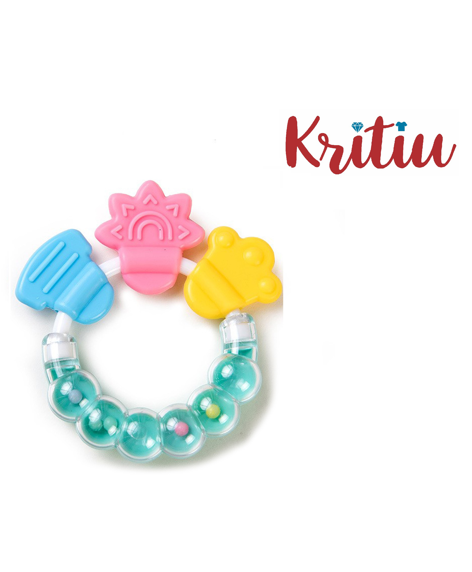 Kritiu Baby Rattle Silicone Teether - Green-image-12