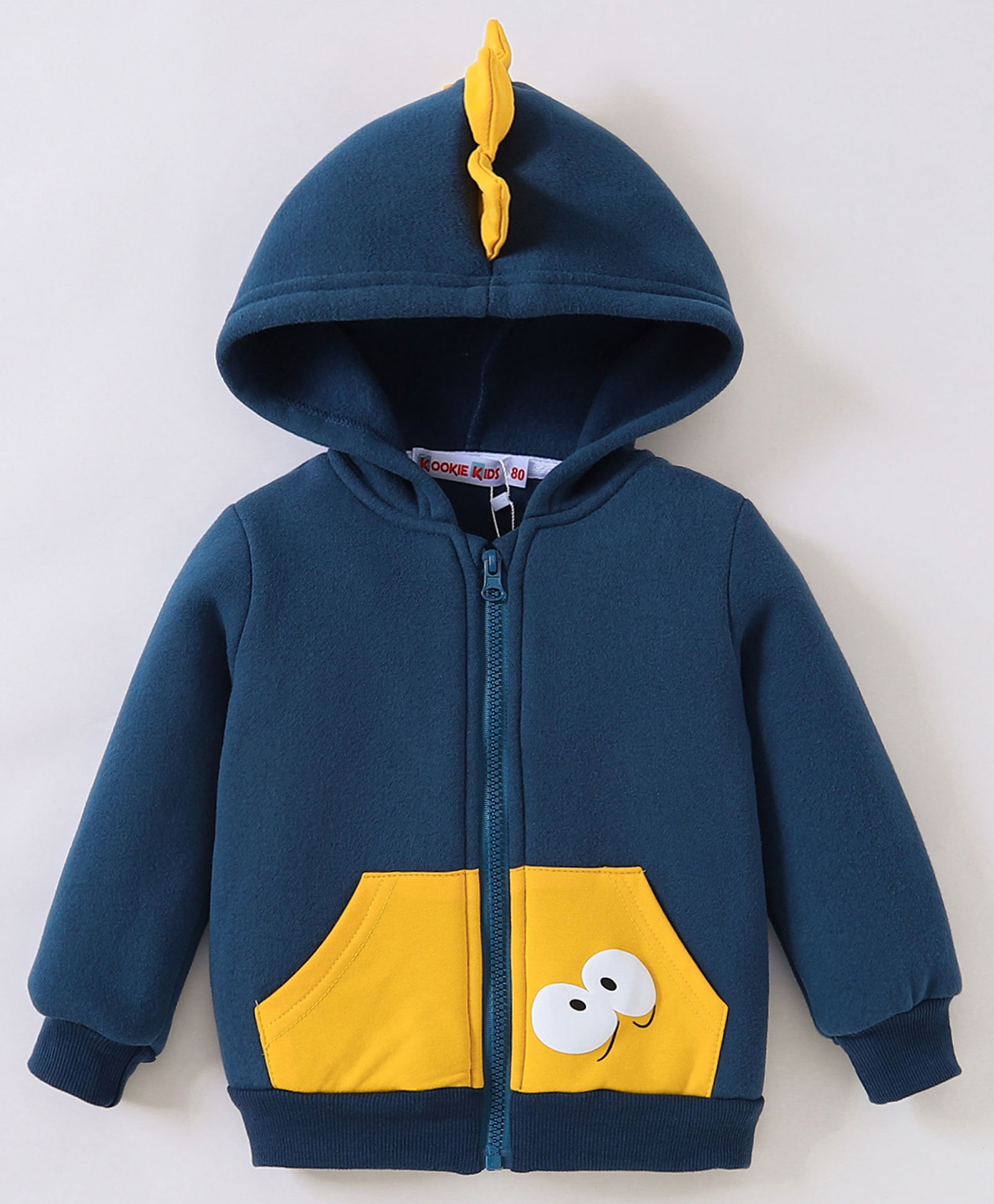 Kookie Kids Full Sleeves Hooded Sweatjacket Dino Theme - Blue-picture-21