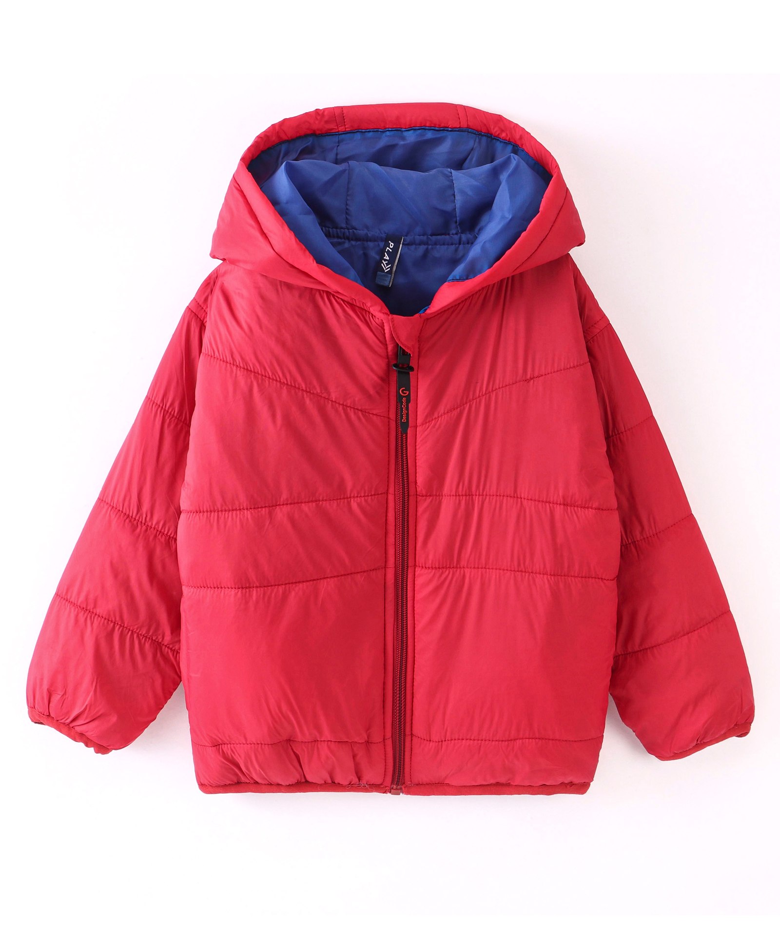 Little Kangaroos Full Sleeves Padded & Hooded Solid Winter Pocketable Jacket - Dark Red-image-47