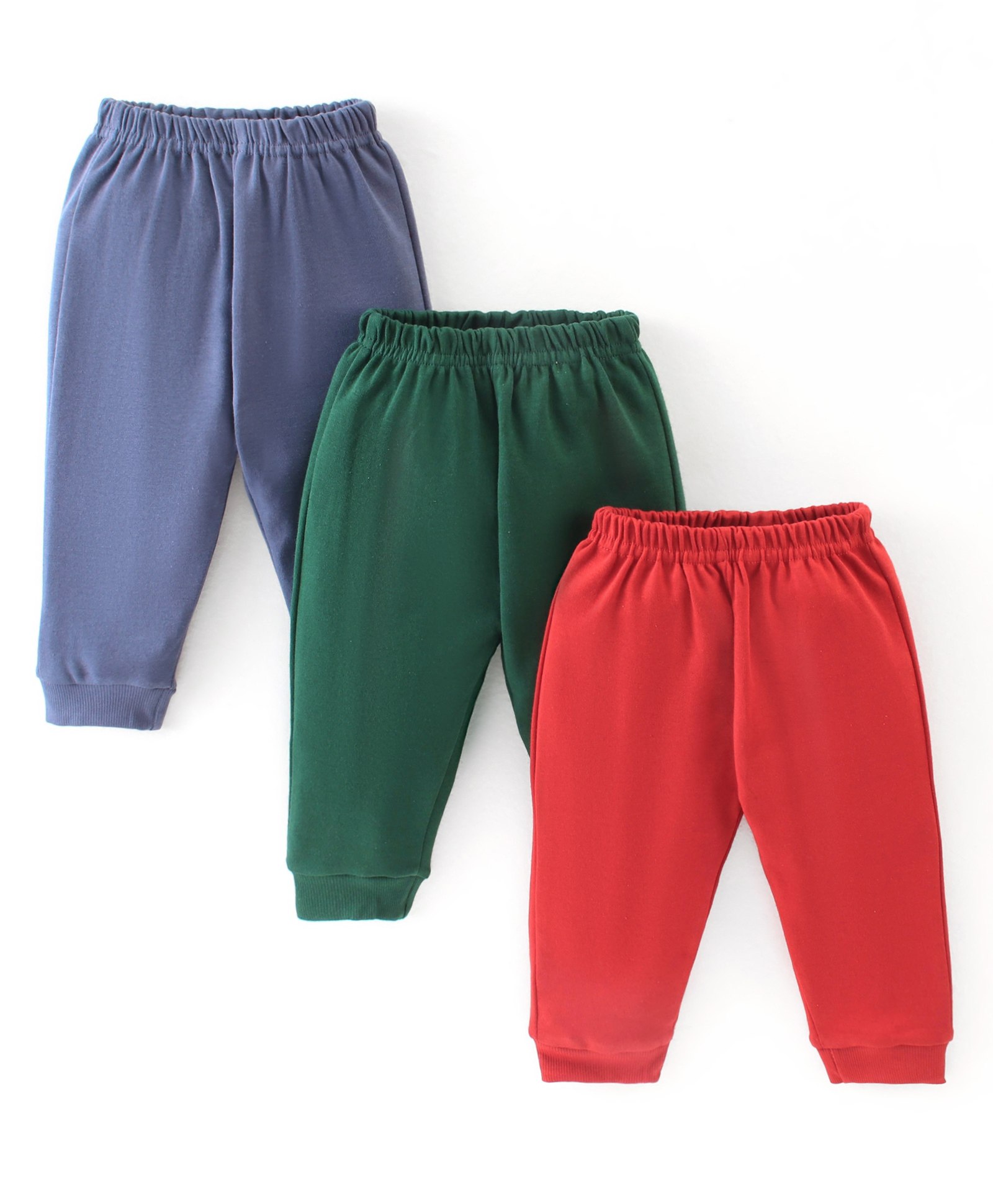 Zero Interlock Full Length Lounge Pant Solid Colour Pack Of 3 - Green Red & Blue-image-4