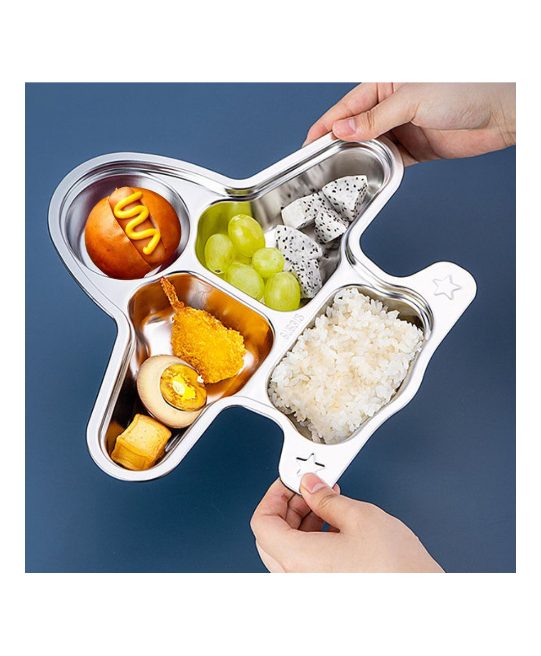 Happy Hues Stainless Steel Divided Meal Plate Tray - Silver-image-34