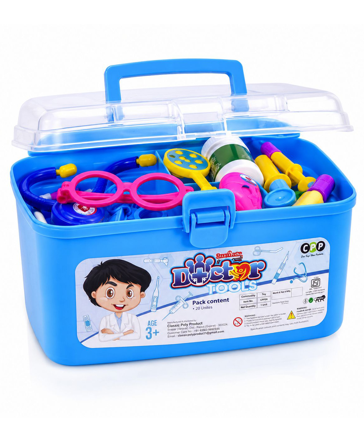 kiddybuddy Vijaya Impex Doctor's Set for Kids in Carry Case Set of 20 Pieces - Blue-picture-19