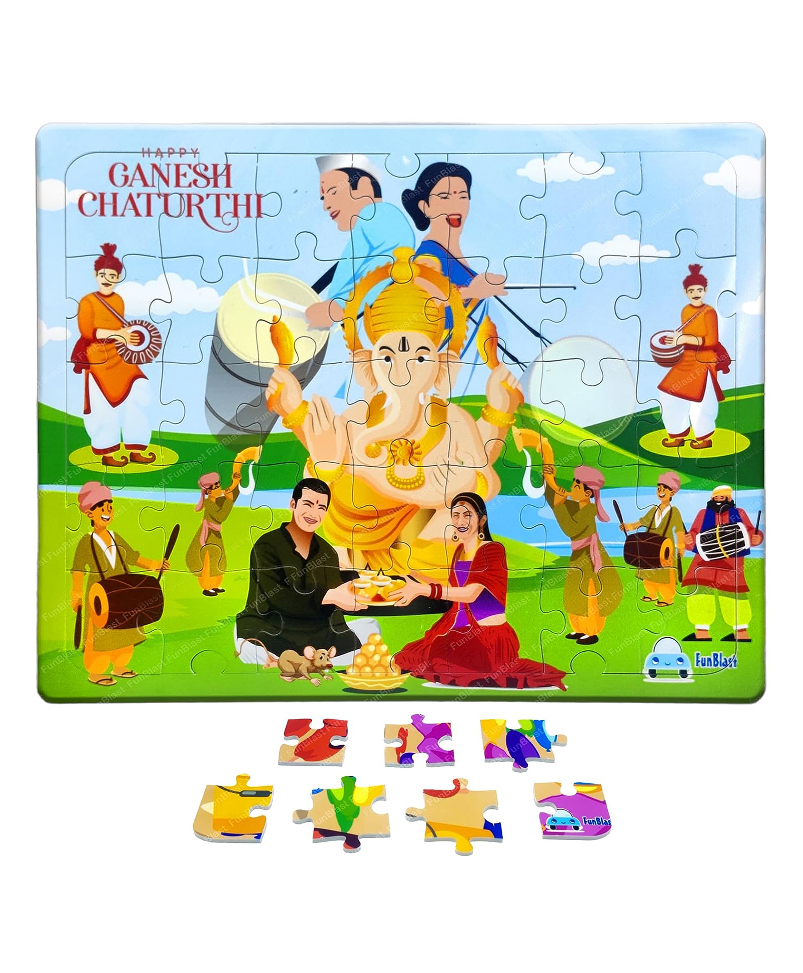 FunBlast Indian Festivals Jigsaw Puzzles for Kids - 35 Pcs (Ganesh Chaturthi)-picture-28