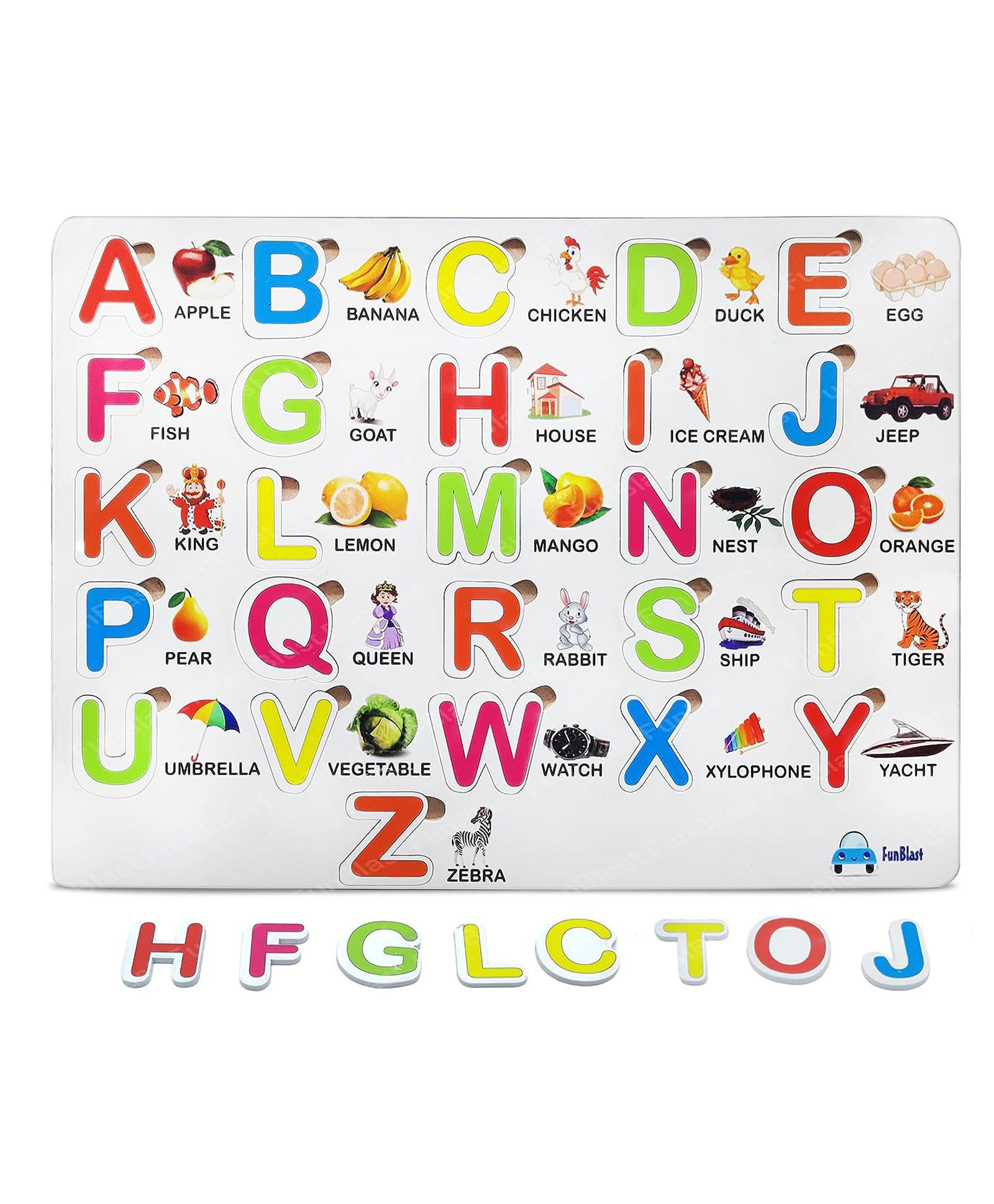 FunBlast Capital Letters Alphabets Learning Board with Pictures for Kids - 27 Pieces-image-19