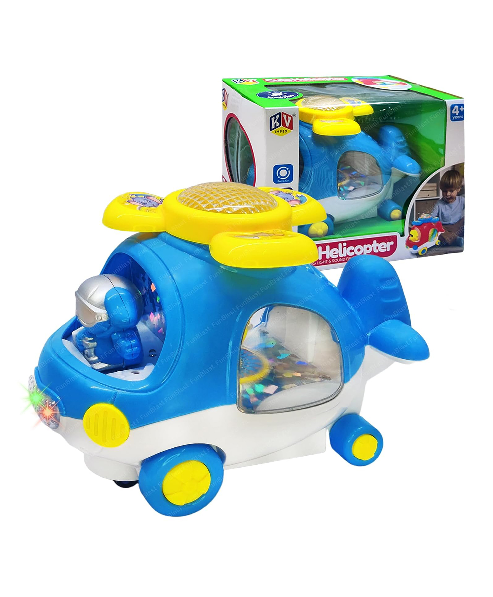 FunBlast Cartoon Helicopter Toy with Flashing Light & Sound (Random Color)-image-6