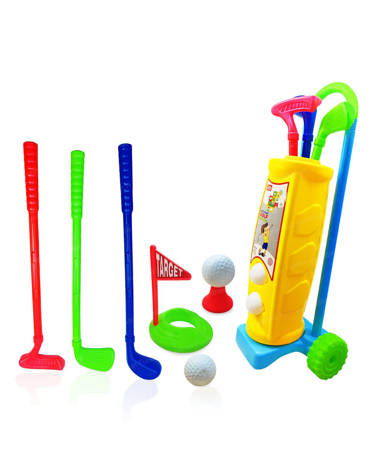 FunBlast Golf Set for Kids with 3 Golf Sticks 2 Balls Platform Cup & Flag - Multicolor-picture-17