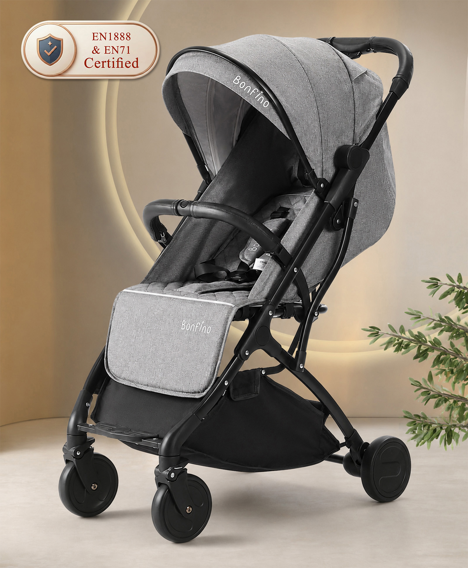 Bonfino Runway Cabin Stroller in Linen Fabric - Dark Grey-picture-22
