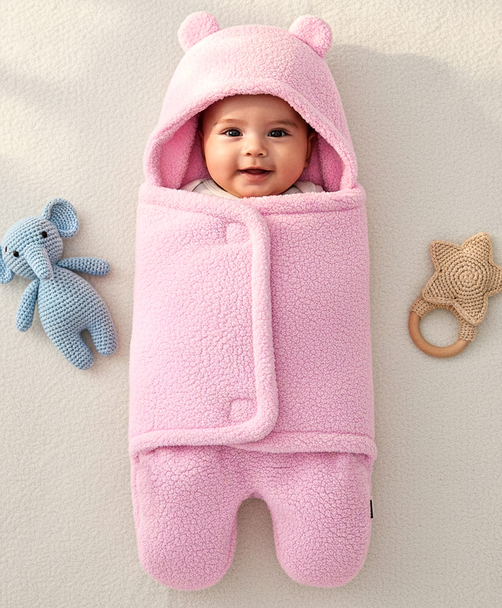 ZOE Hooded Supersoft Wearable Wrapper Blanket - Pink-picture-4