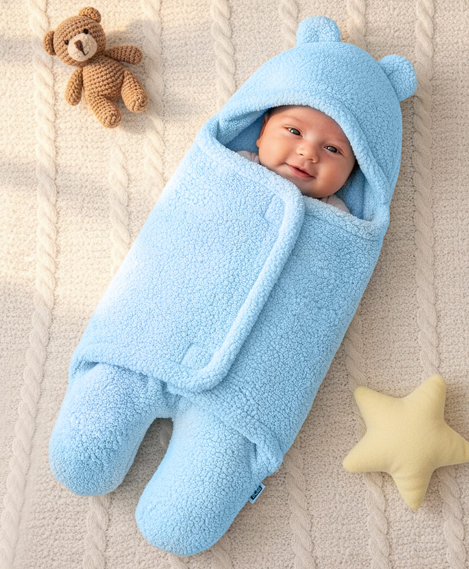 ZOE Hooded Supersoft Wearable Wrapper Blanket - Blue-picture-0