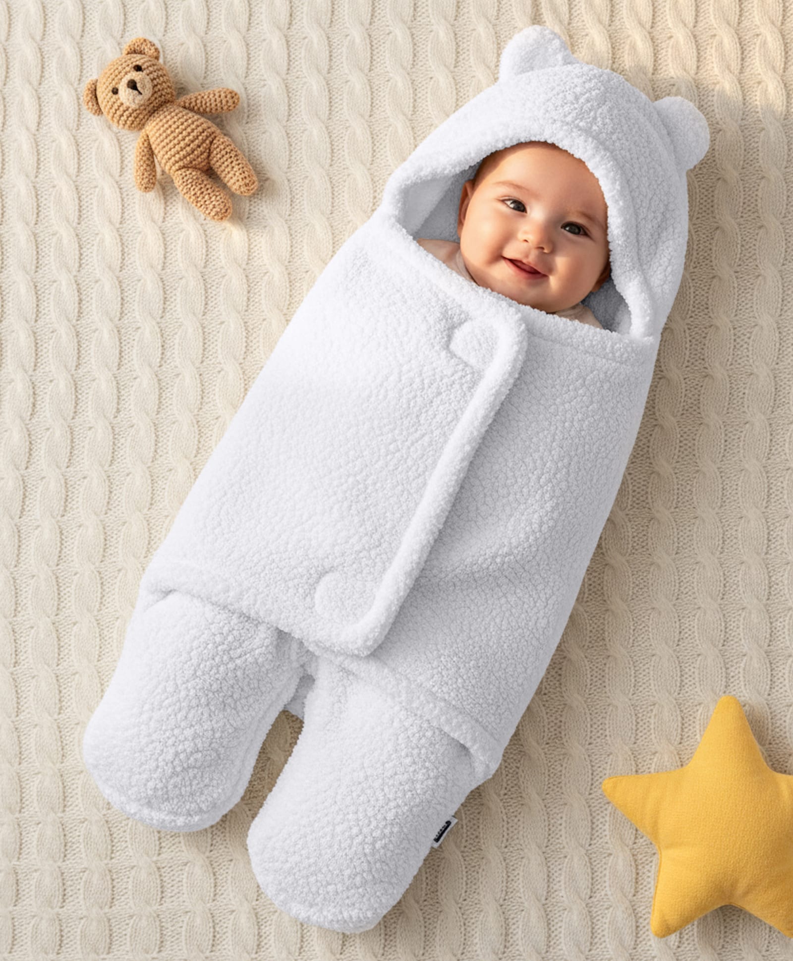 ZOE Hooded Supersoft Wearable Wrapper Blanket - White-picture-26