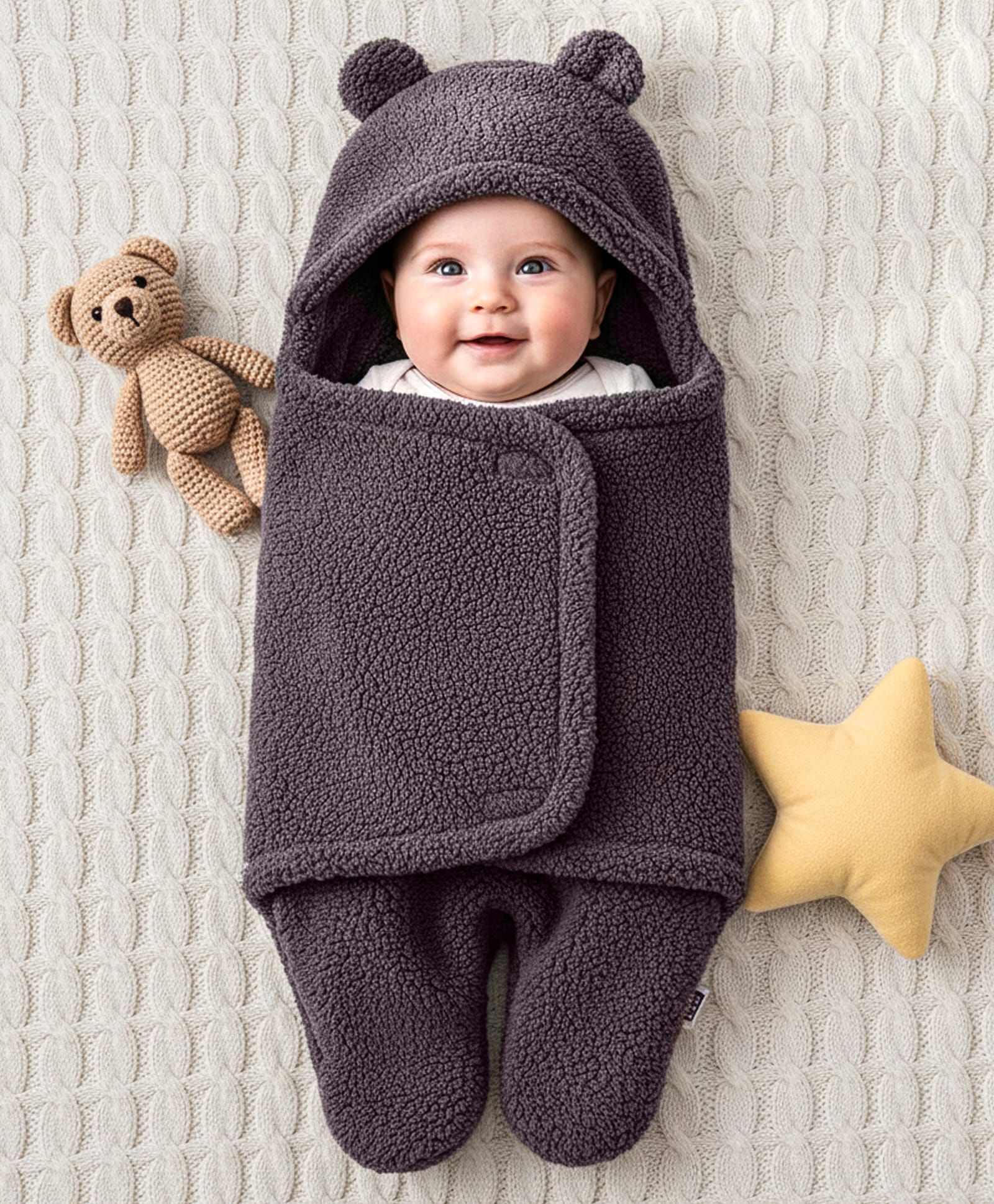 ZOE Solid Color Hooded Supersoft Wearable Blanket - Grey-image-0