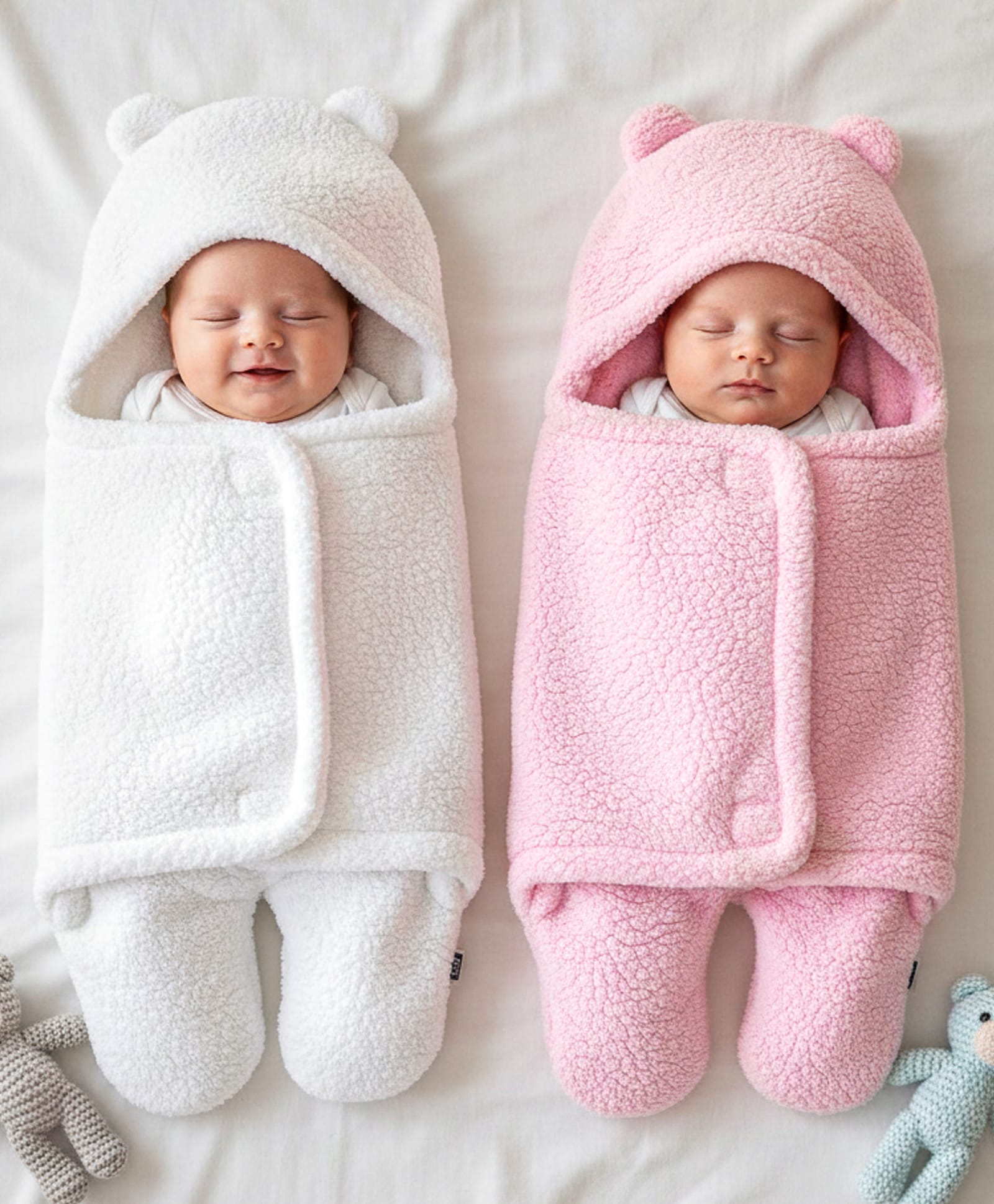 ZOE Hooded Supersoft Wearable Wrapper Blanket Pack of 2 - White & Pink-picture-32