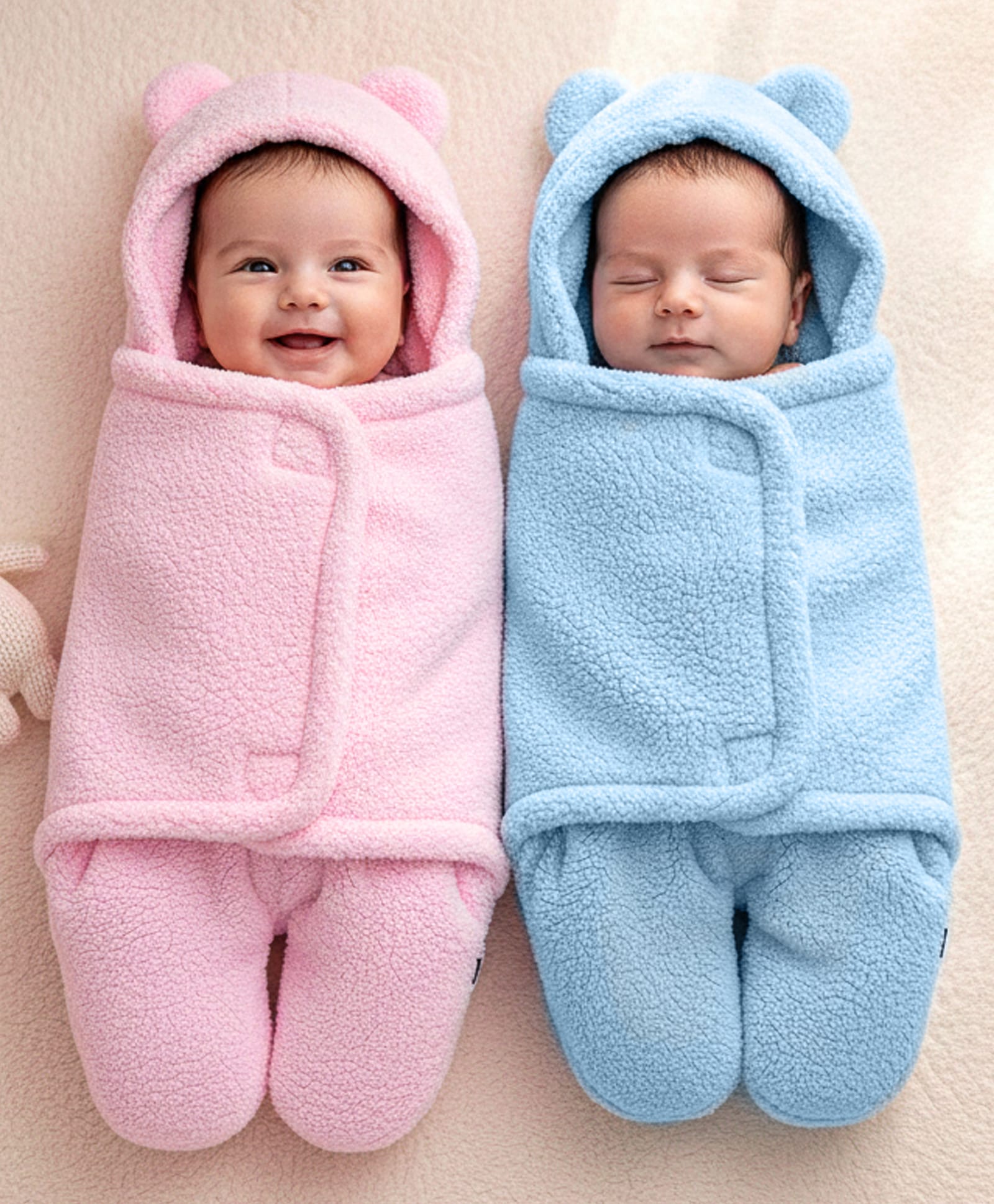ZOE Hooded Supersoft Wearable Wrapper Blanket Pack of 2 - Pink & Blue-picture-36