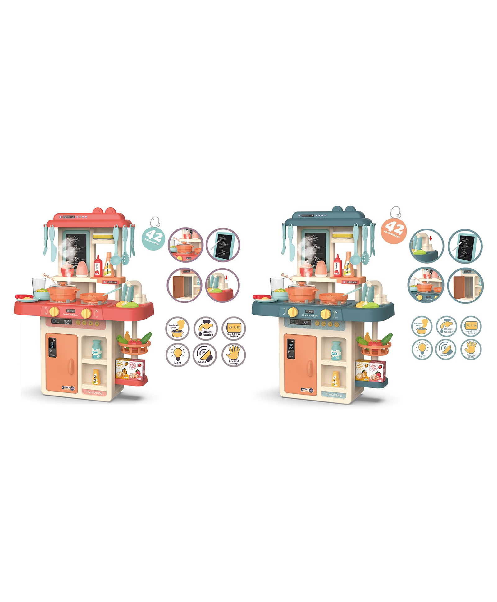 YAMAMA Modern Simulated Spray Kitchen Toys With Light & Sound For Kids And Toddler- 42 Pieces ( Color May Vary)-picture-25