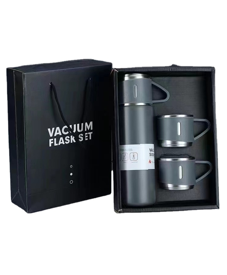 YAMAMA Stainless Steel Thermo Vacuum Insulated Bottle with 3 Cups for Hot & Cold Drinks Portable Water Flask with Cups Grey  500ml-image-47