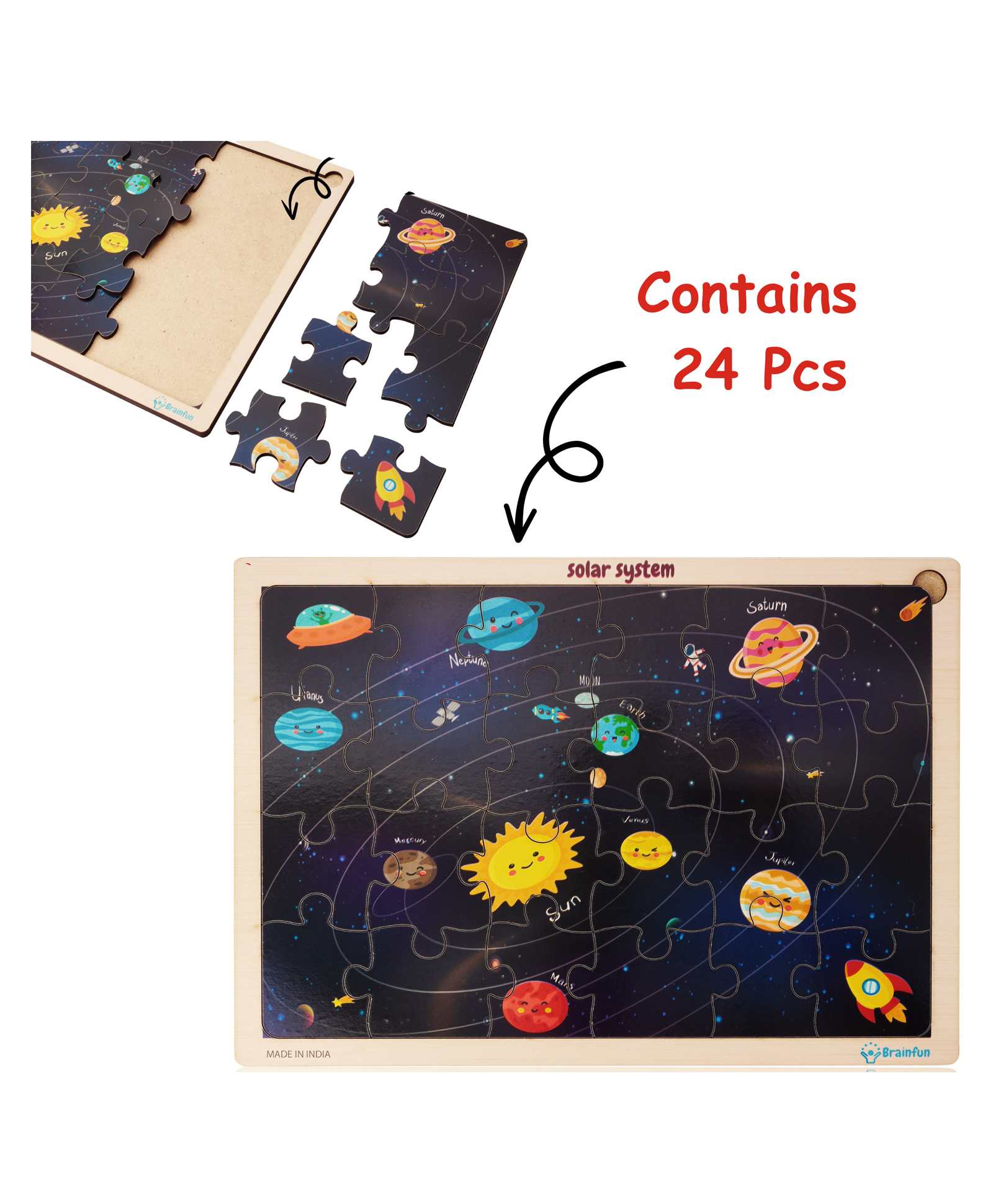 BitFeex Wooden Solar System Jigsaw Puzzle - 24 Pieces-image-24