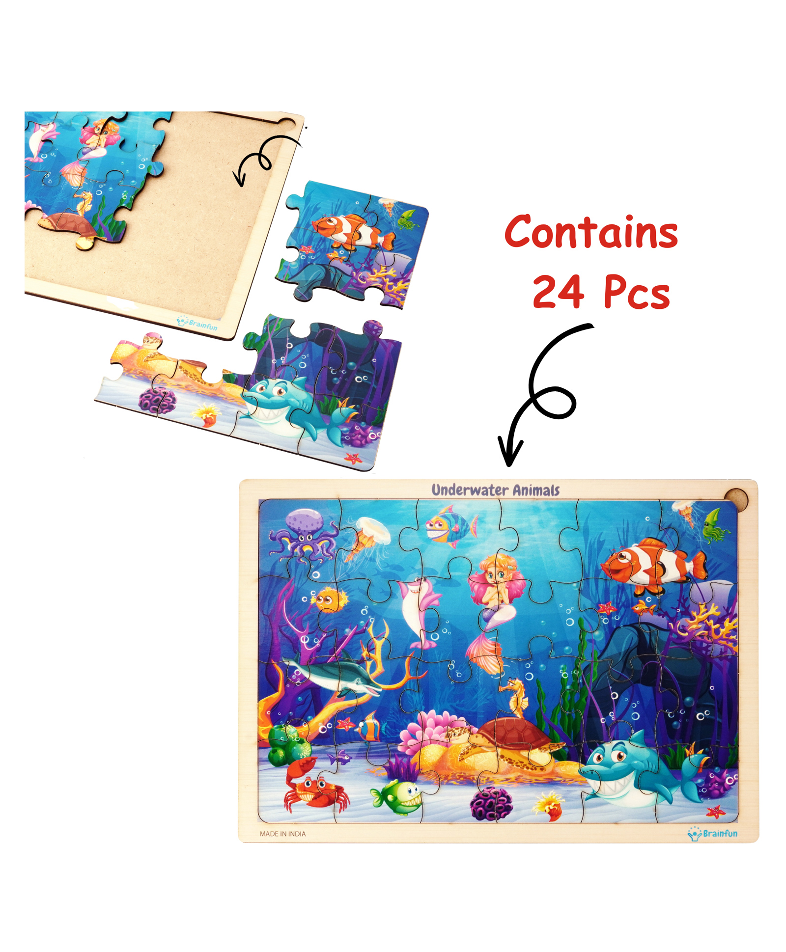 BitFeex Wooden Underwater Animals Jigsaw Puzzle - 24 Pieces-picture-10