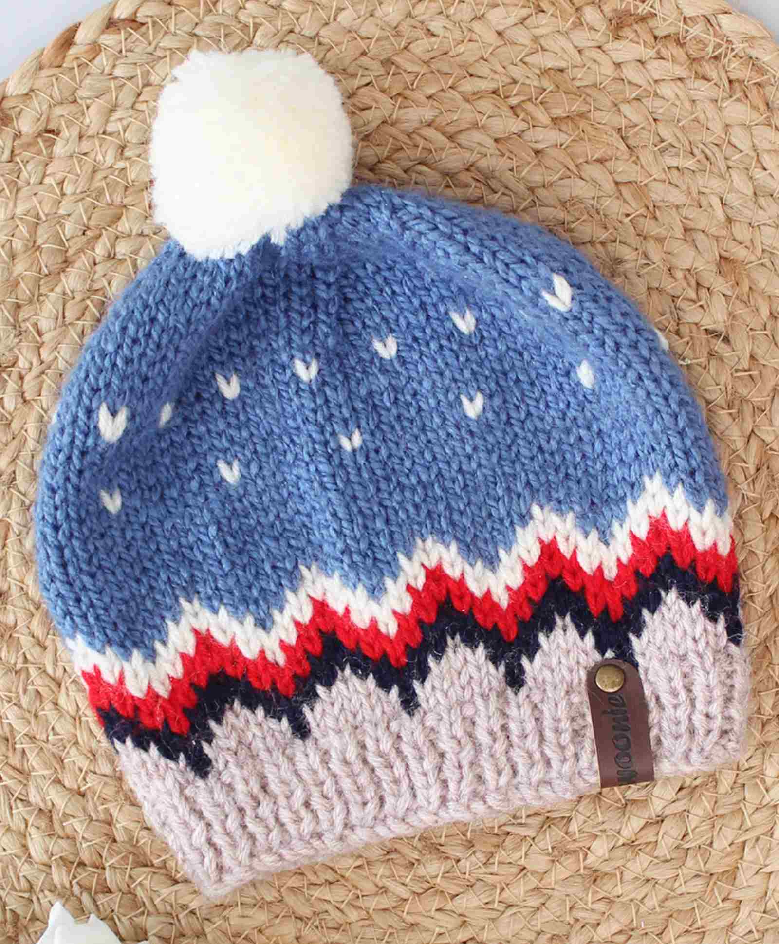 Woonie Handmade Self Design Pom Pom Detailed Knitted Woollen Cap - Blue-picture-16