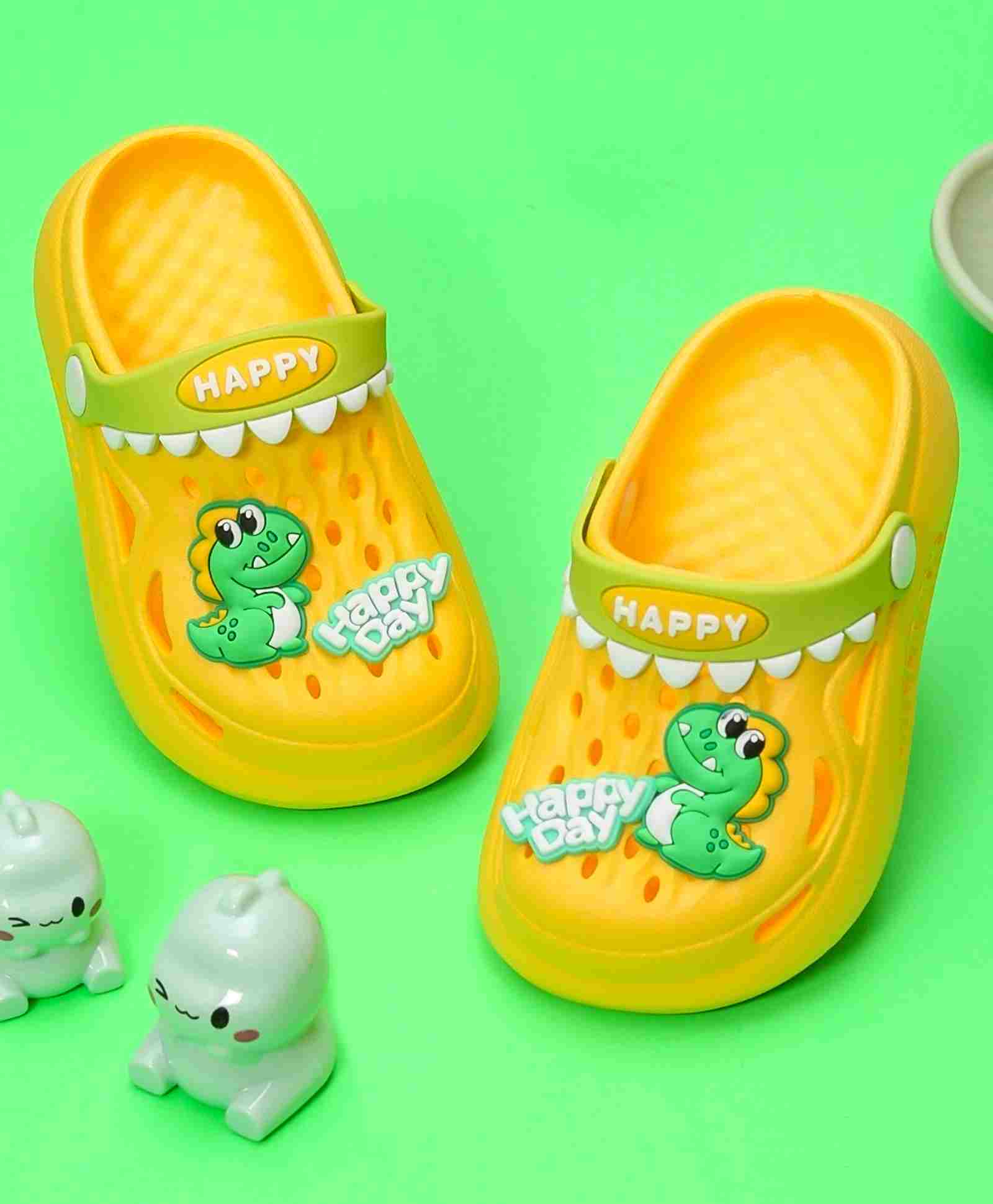 Yellow Bee Dinosaur Applique Sling Back Clogs   - Yellow-image-40