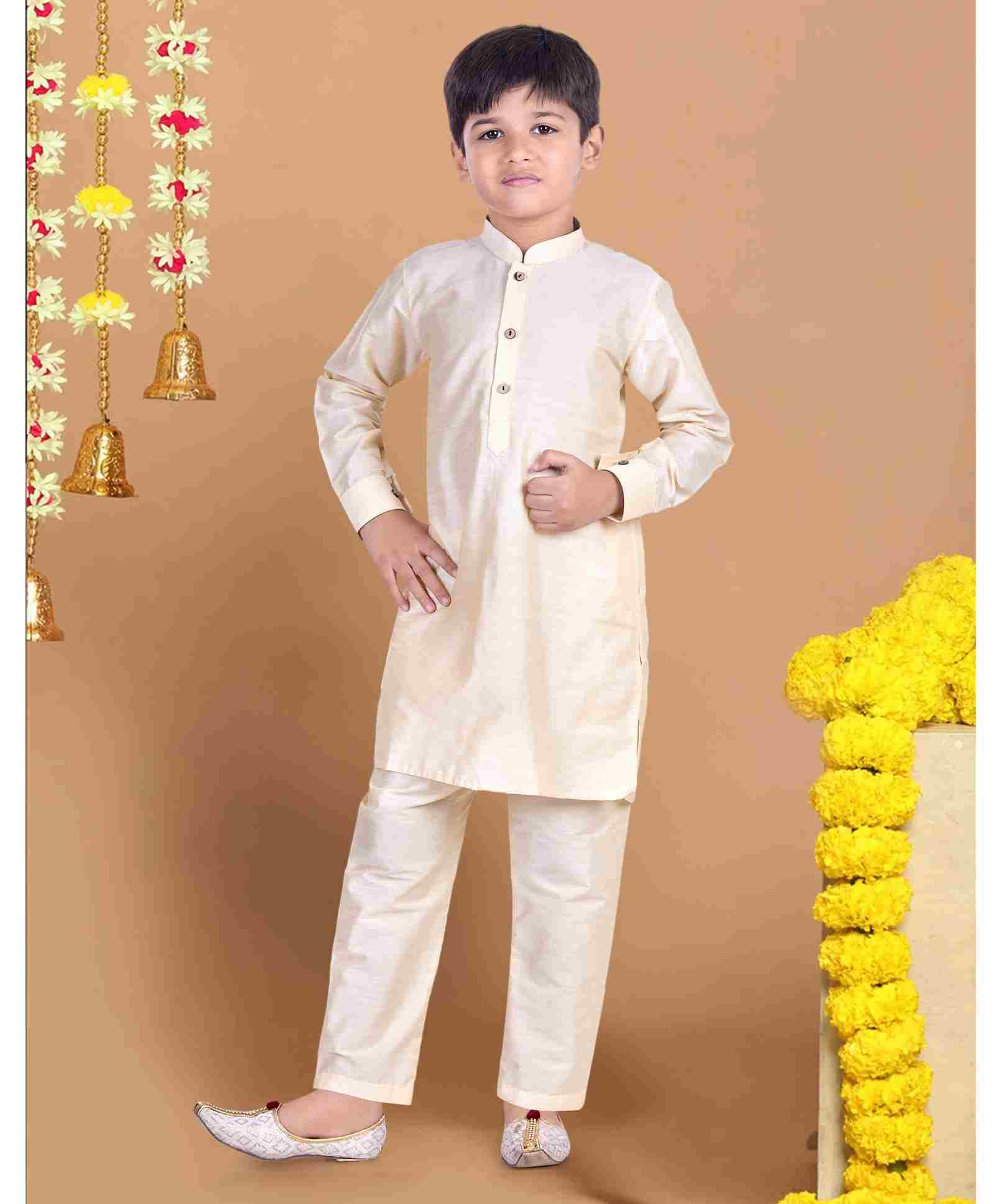 Pehanaava Full Sleeve Solid Kurta With Pyjama - Golden-image-34