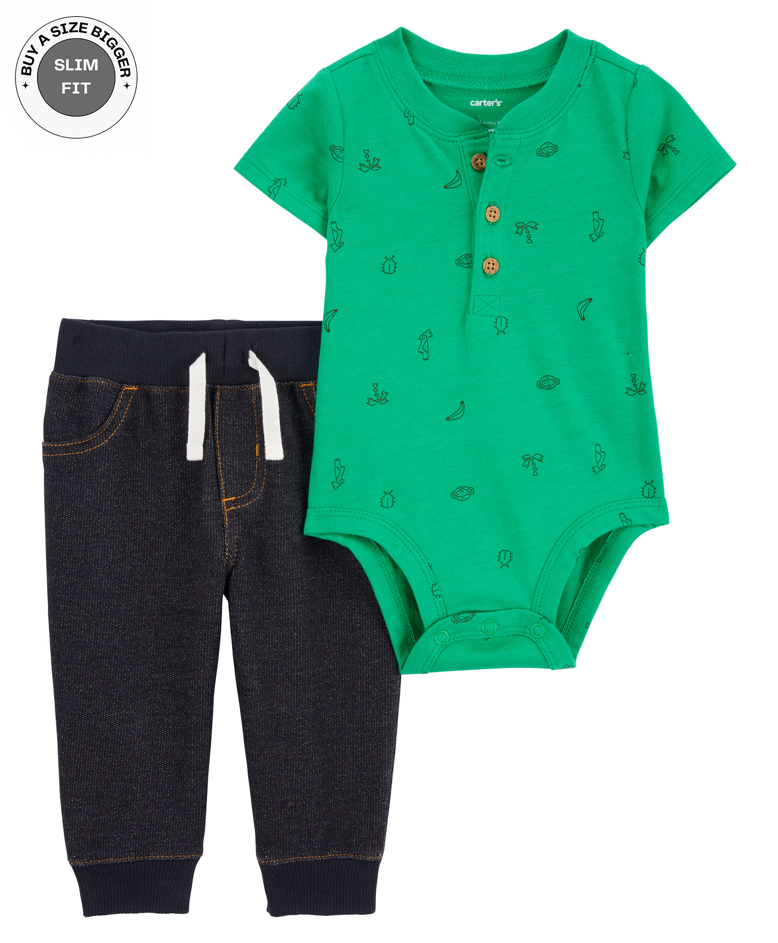 Carter's Baby 2-Piece Tropical Bodysuit Pant Set- Green-image-43