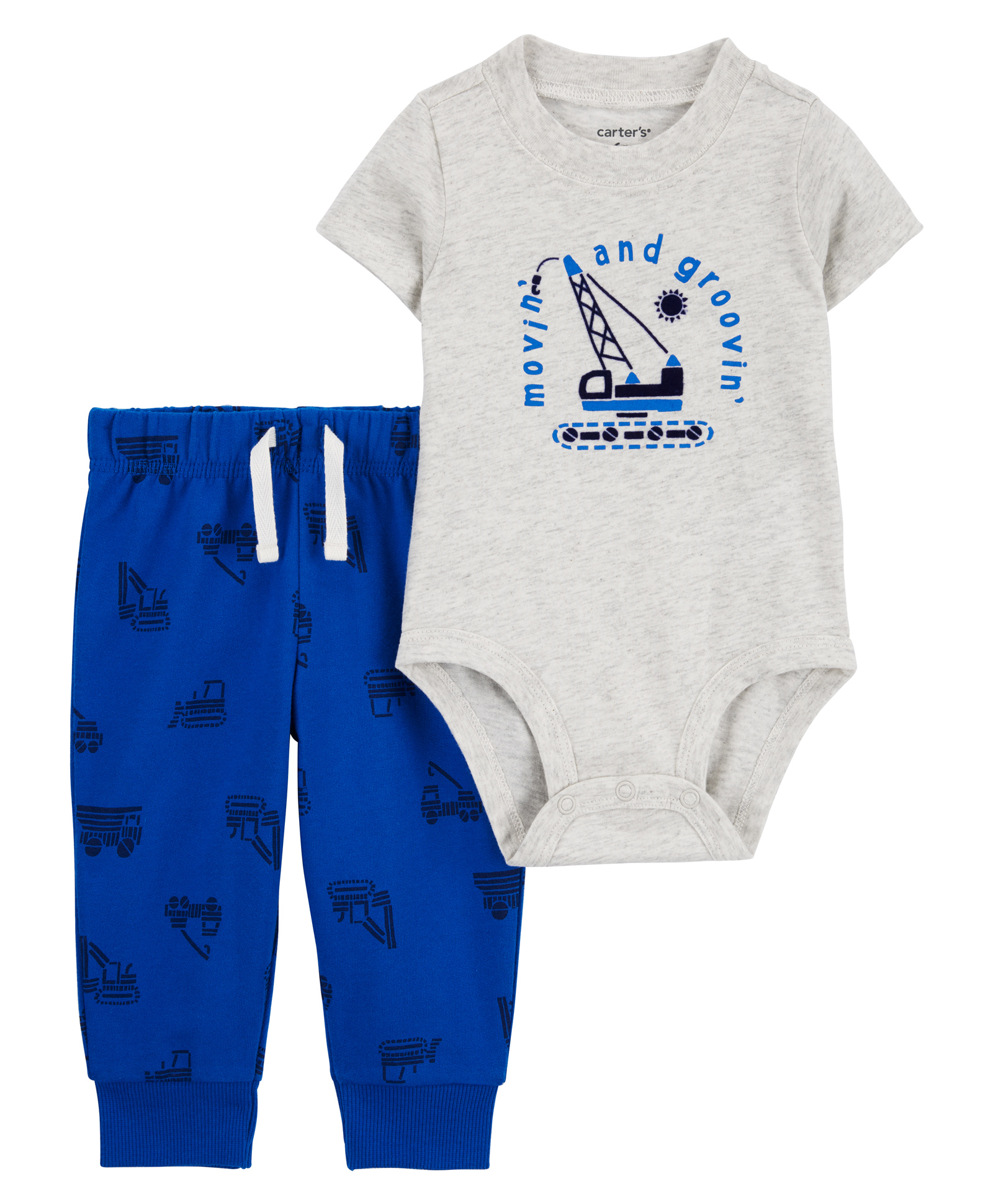 Carter's Baby 2-Piece Construction Bodysuit and Pants Set- Blue & Grey-image-30