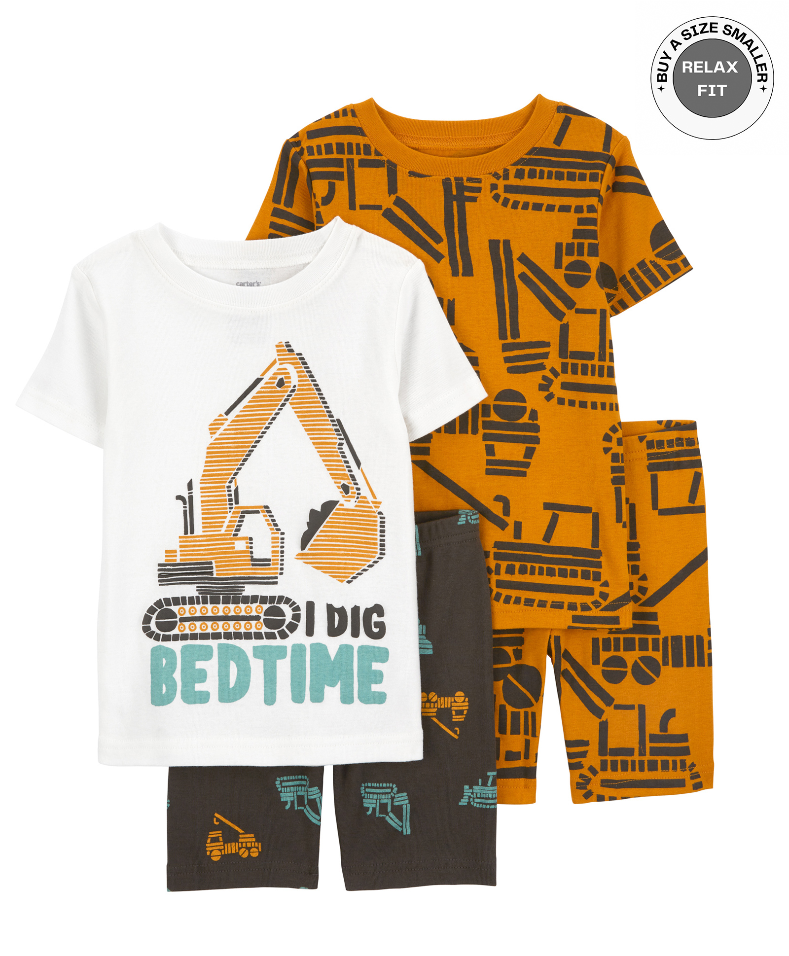 Carter's  Half Sleeves Night Suit With Vehicle Print Pack Of 2 - Brown & White-picture-11