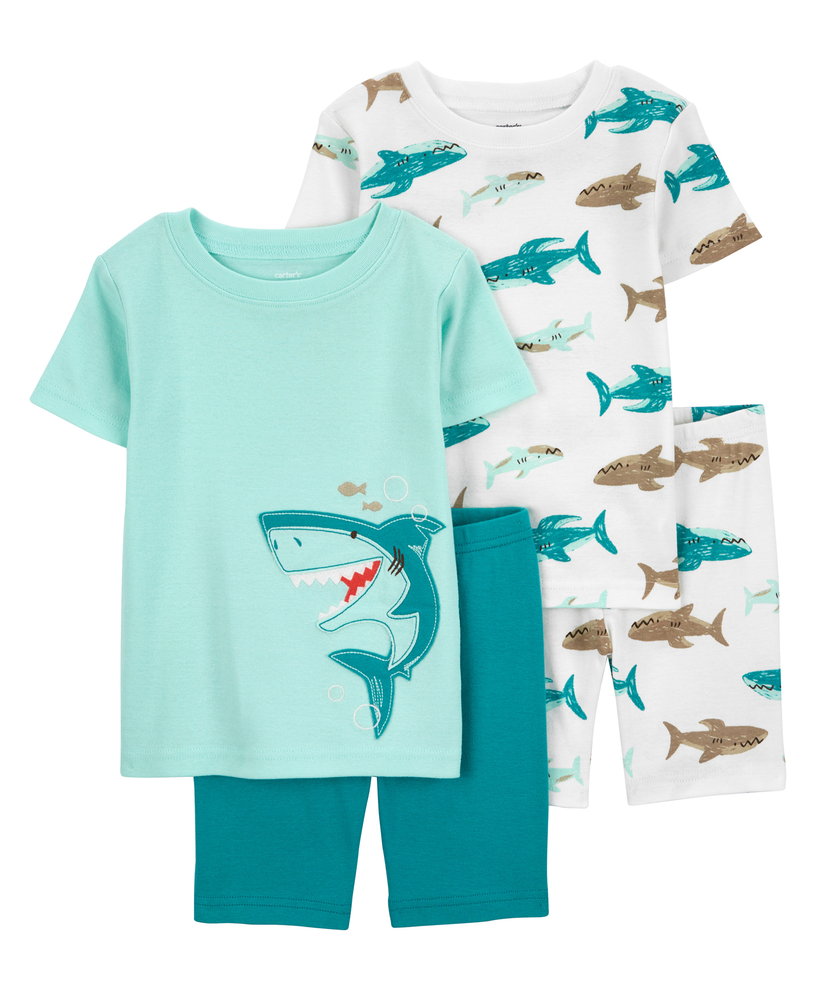 Carters's Half Sleeves Night Suit Shark Printed Pack Of 2 - Blue & White-image-23