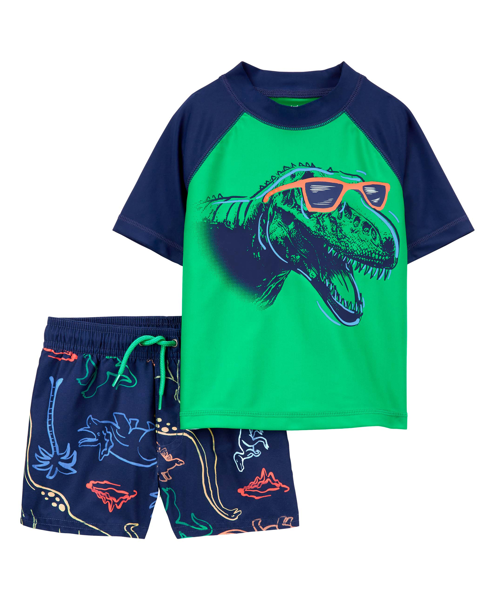 Carter's 2-Piece Rashguard Swim Set - Navy & Green-image-5