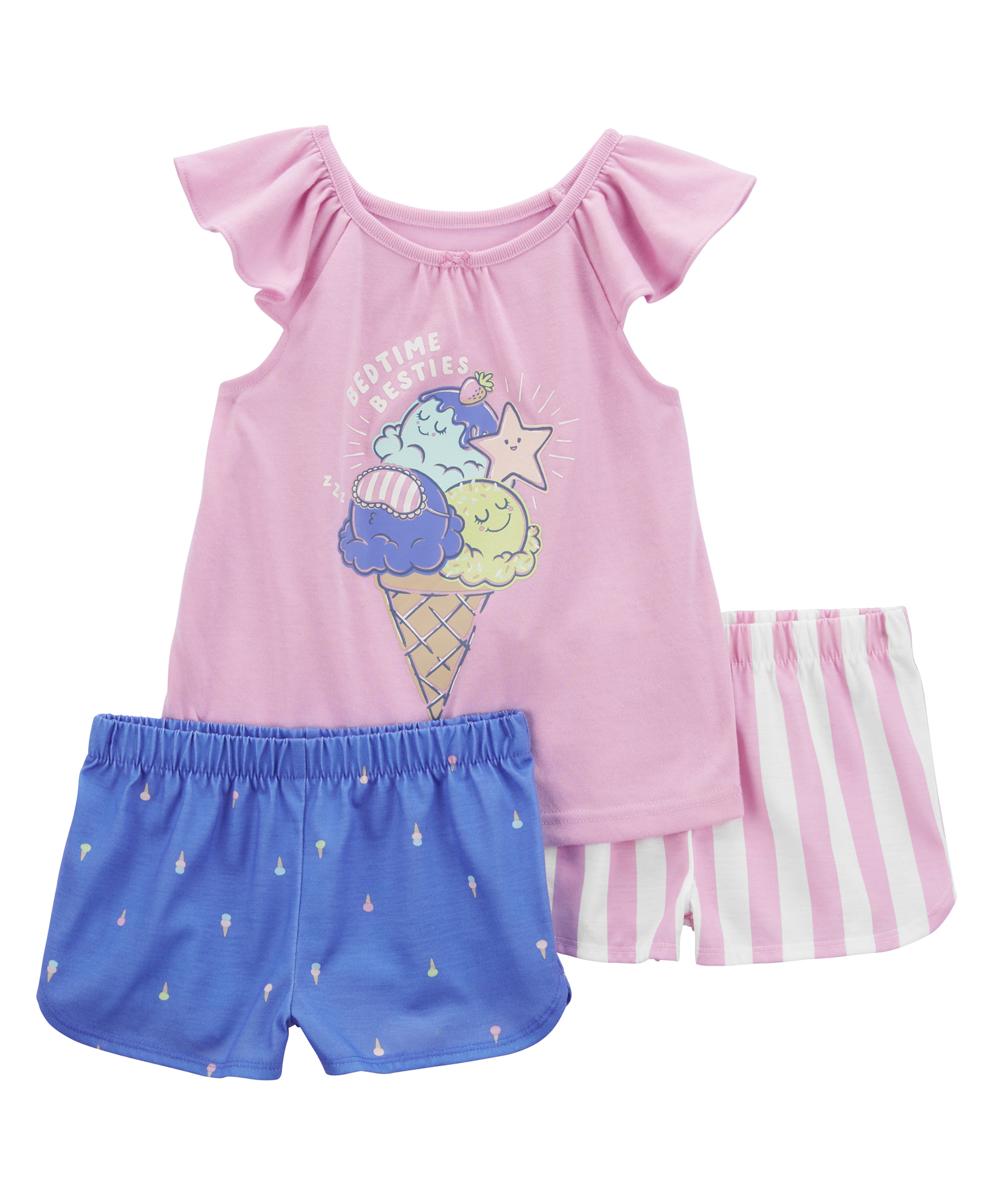 Carter's Frill Sleeves Night Suit Printed -Pink-image-10