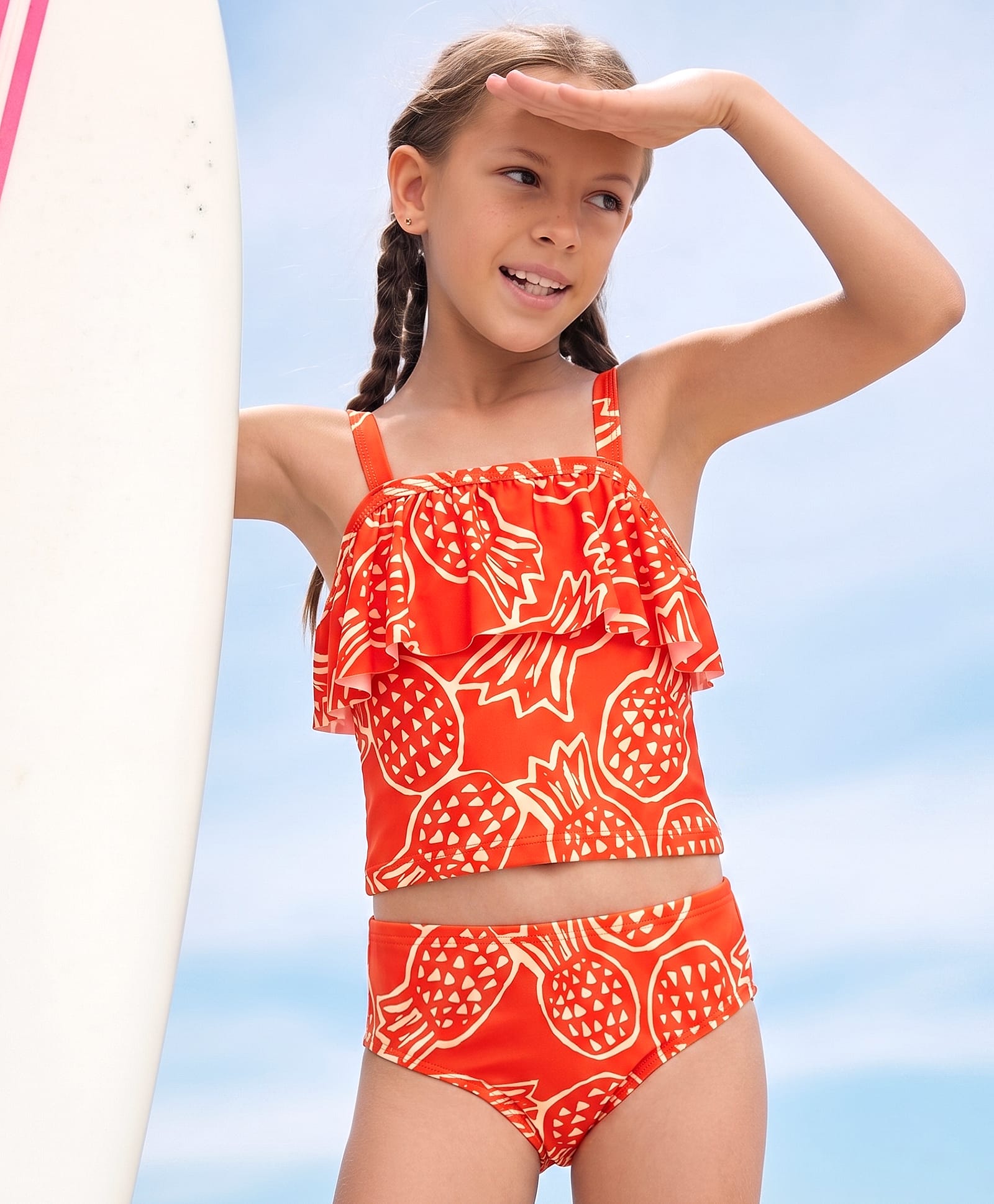 Carter's Pineapple Ruffled Tankini Top & Bottoms Swimsuit Set - Red-image-3