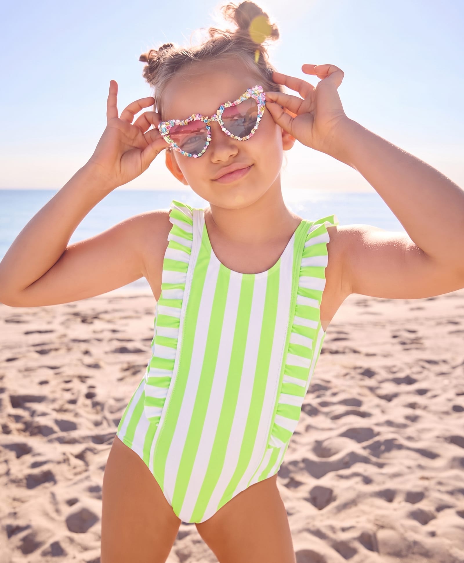 Carter's Striped Ruffled 1-Piece Swimsuit - Green-picture-13