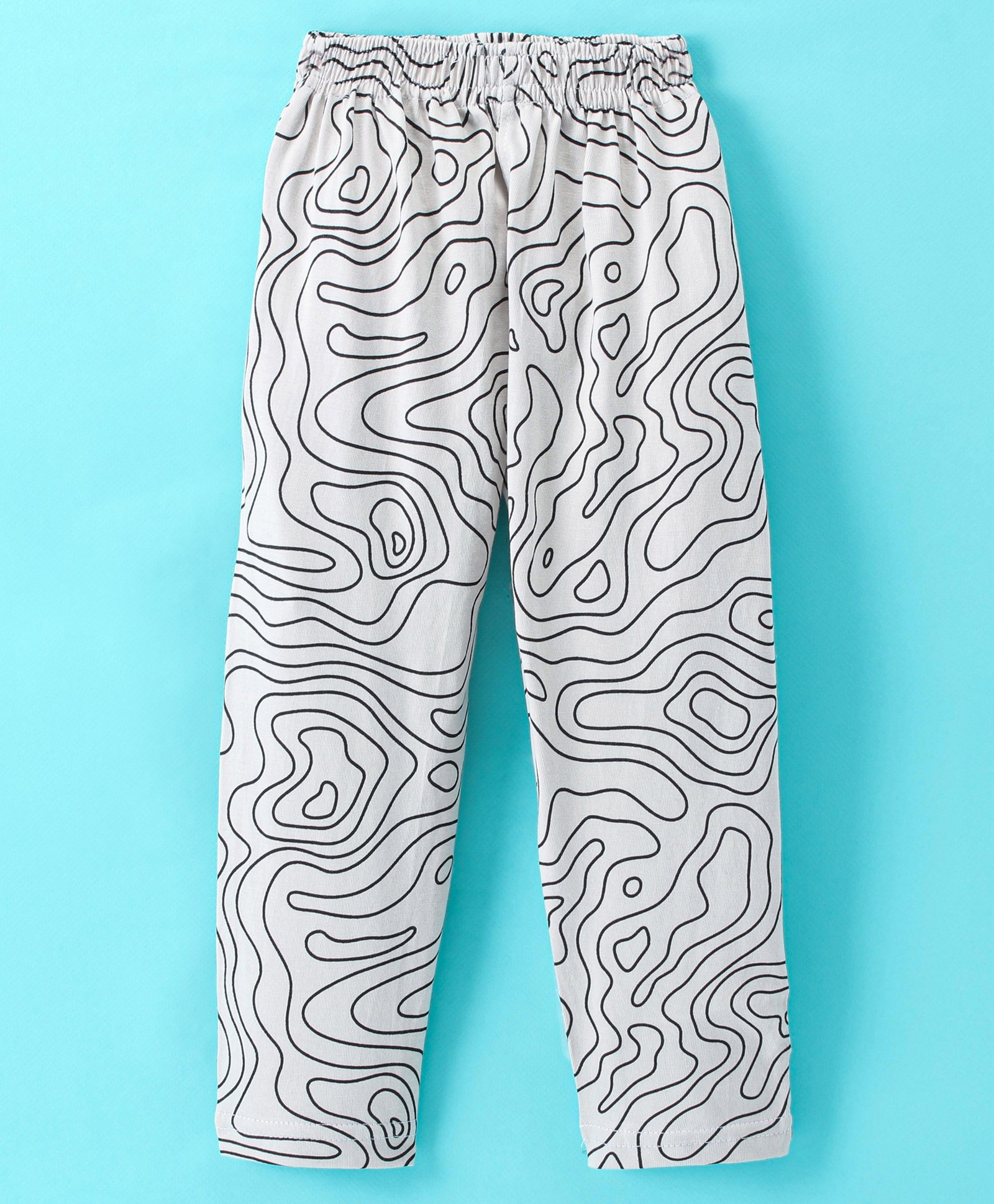 Fido Cotton Jersey Knit Full Length  Leggings Zig Zag Print - Light Grey-picture-33