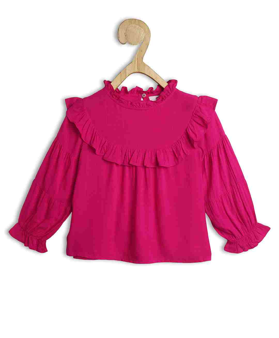 Chuppan Chupai Full Sleeves Frill Detailed Solid  Top - Fuchsia Pink-picture-11