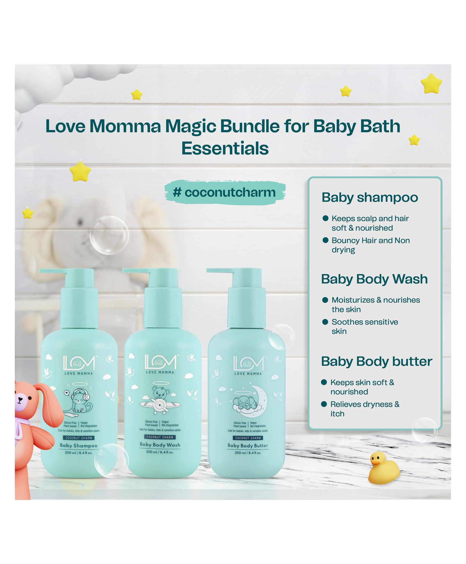 love momma Love Momma's Magic Bundle For Baby Bath Essentials Pack Of 3 250 ml Each-picture-13