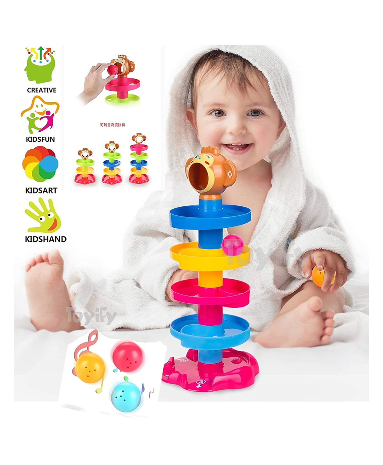 PLUSPOINT Swirling Tower Ball Drop Roll Ball - Multicolor-image-30