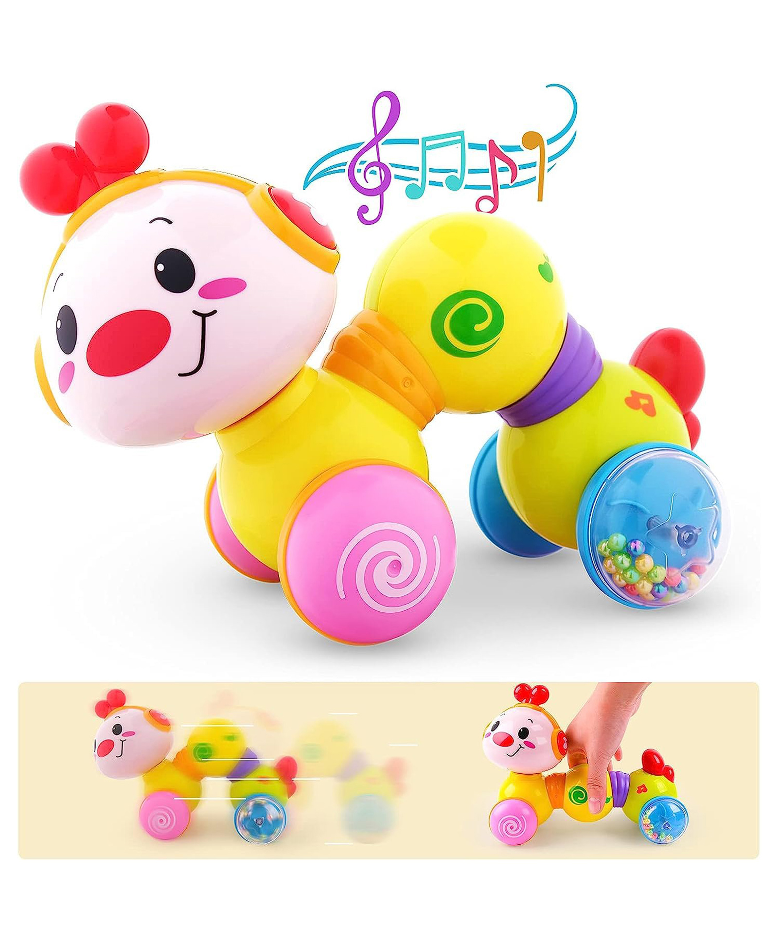 PLUSPOINT Cute Caterpillar press n go toy with Music & Light Baby Crawling Toy-picture-24